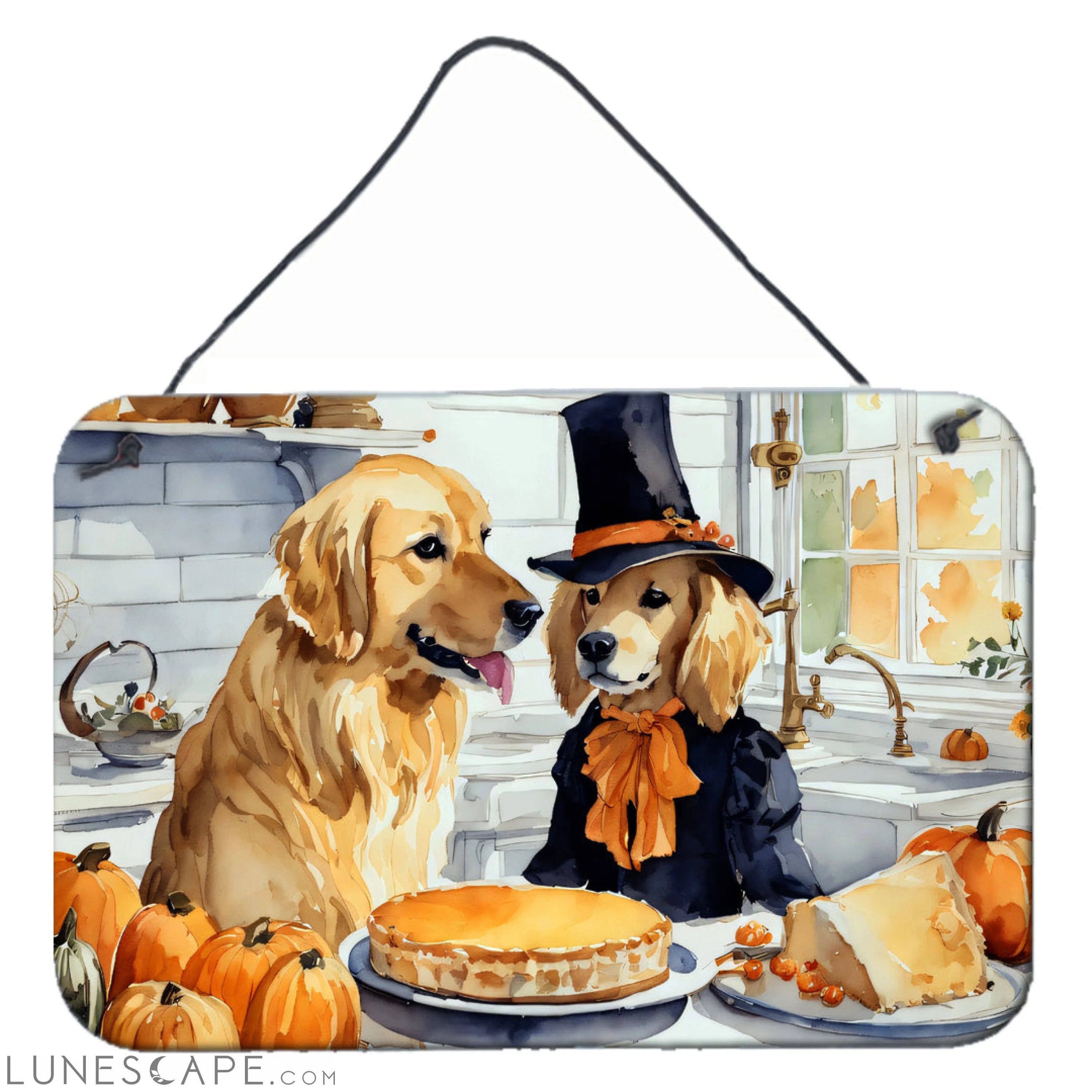 Golden Retriever Thanksgiving Fall Kitchen Pumpkins Wall or Door Hanging Prints LUNESCAPE