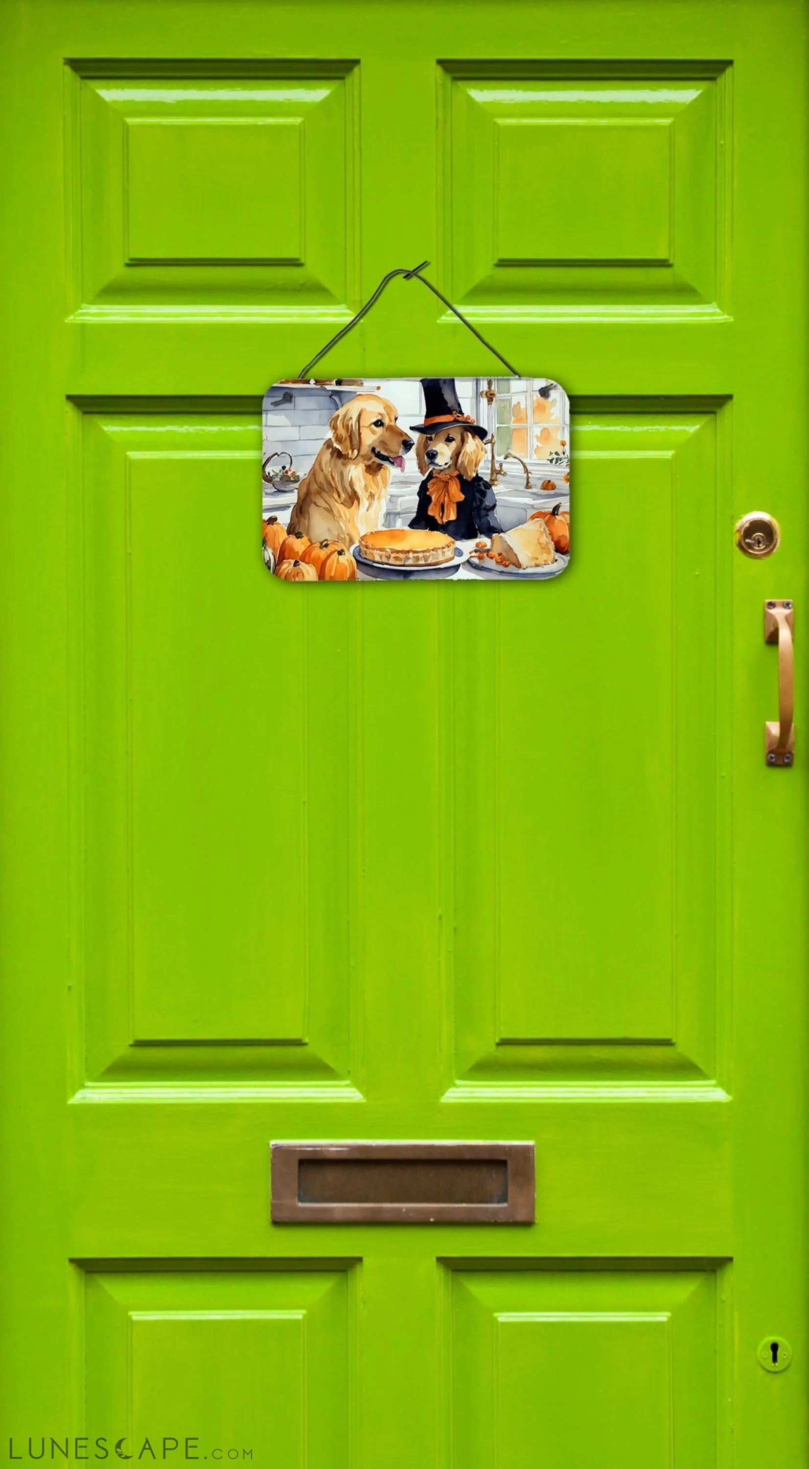 Golden Retriever Thanksgiving Fall Kitchen Pumpkins Wall or Door Hanging Prints LUNESCAPE