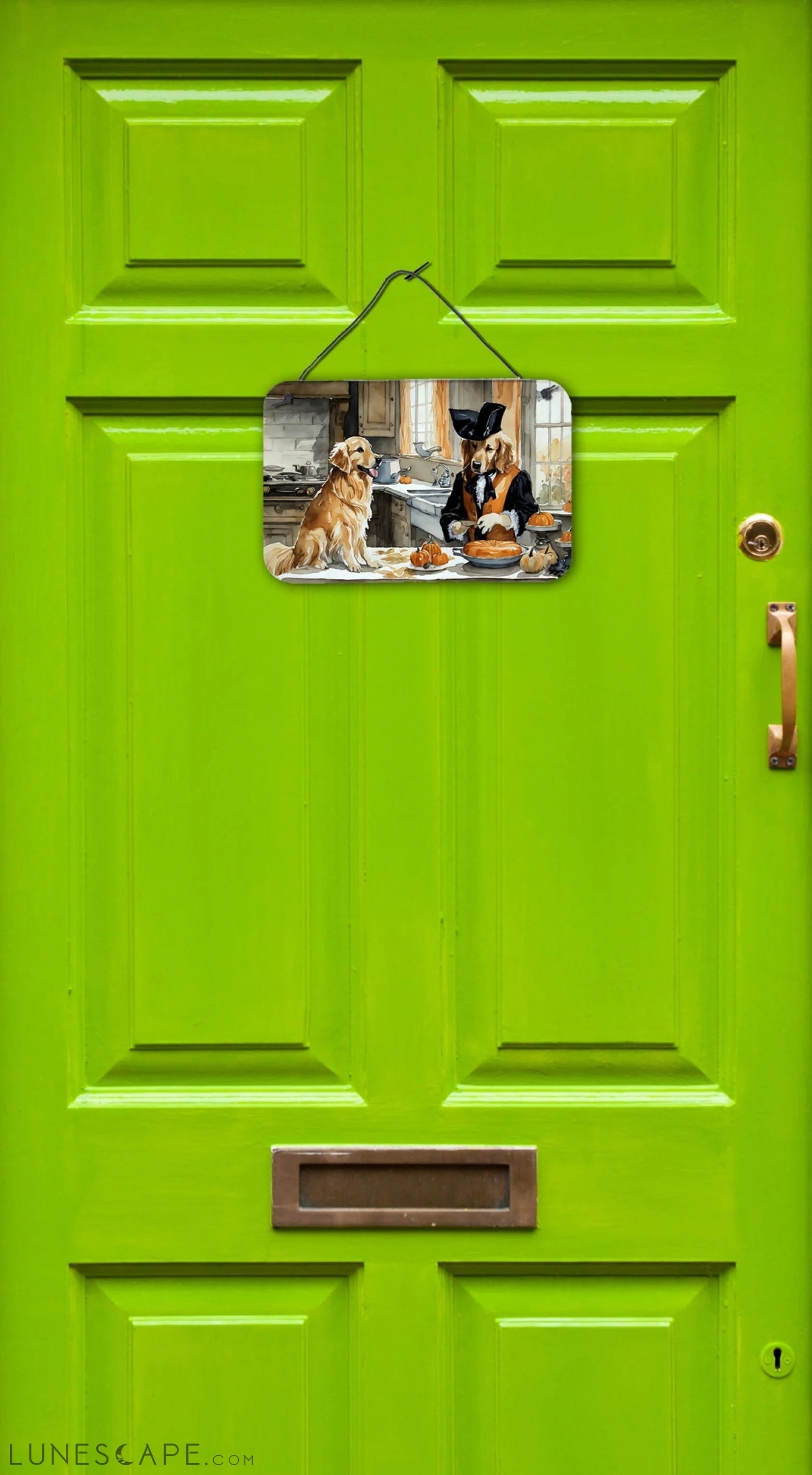 Golden Retriever Thanksgiving Fall Kitchen Pumpkins Wall or Door Hanging Prints LUNESCAPE