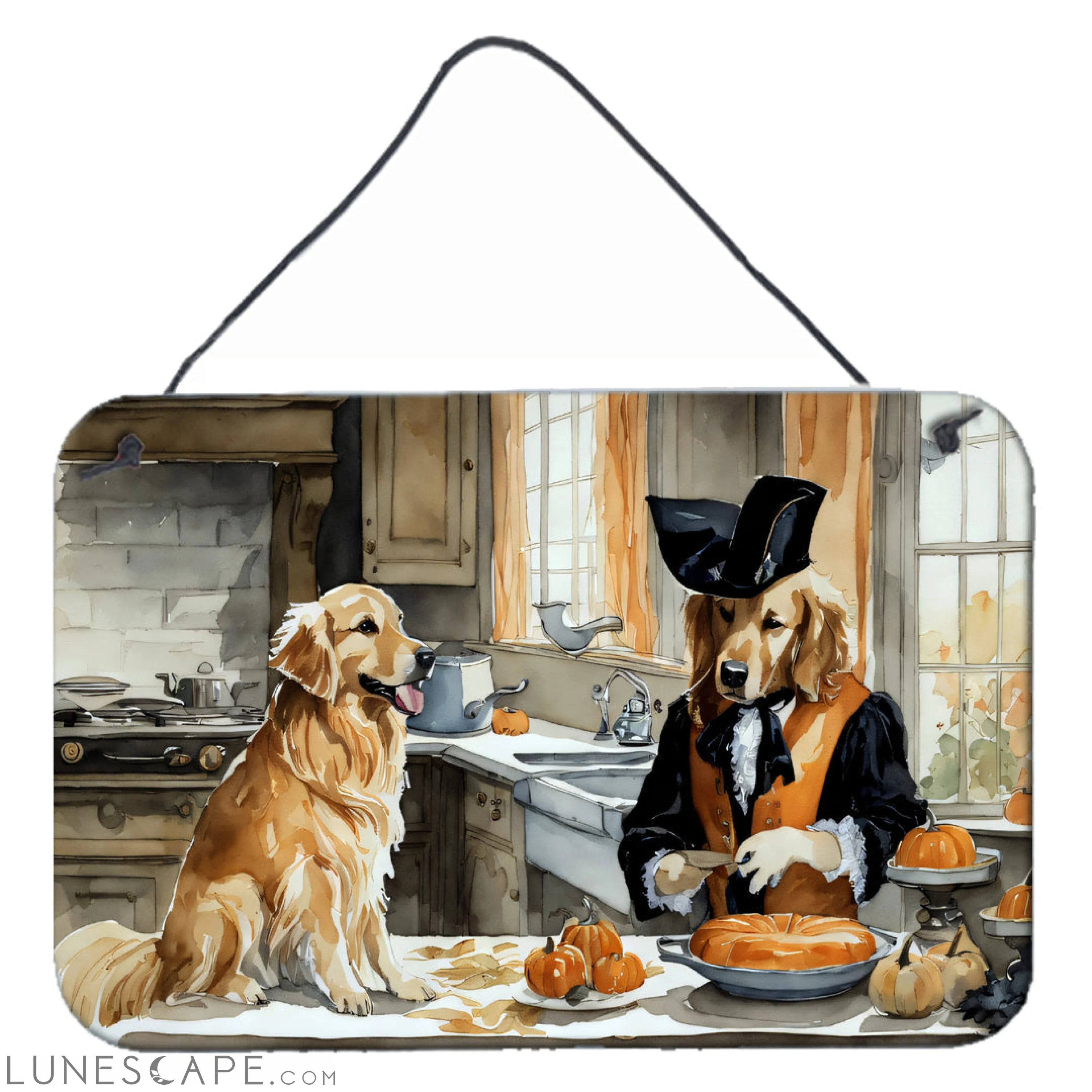 Golden Retriever Thanksgiving Fall Kitchen Pumpkins Wall or Door Hanging Prints LUNESCAPE