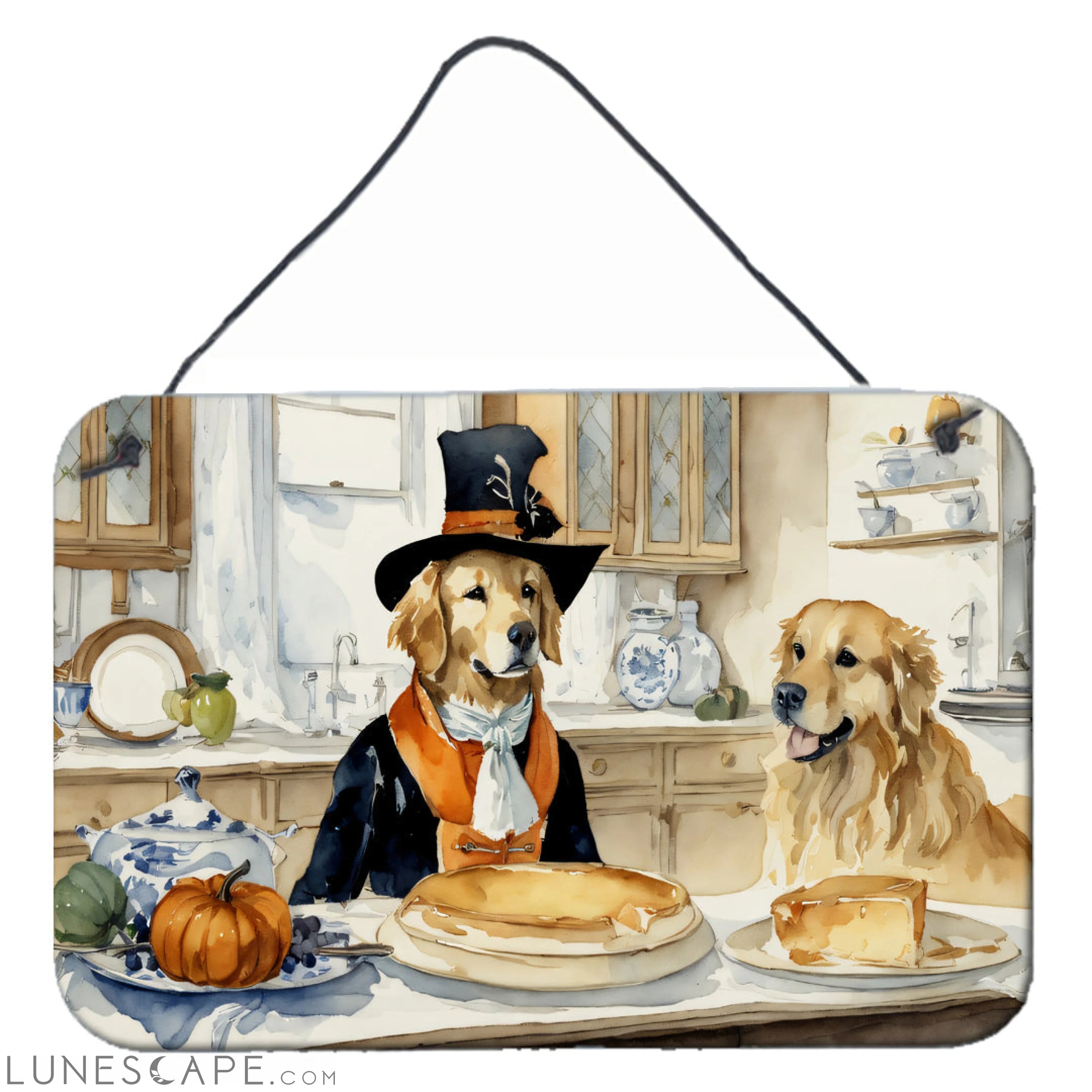 Golden Retriever Thanksgiving Fall Kitchen Pumpkins Wall or Door Hanging Prints LUNESCAPE