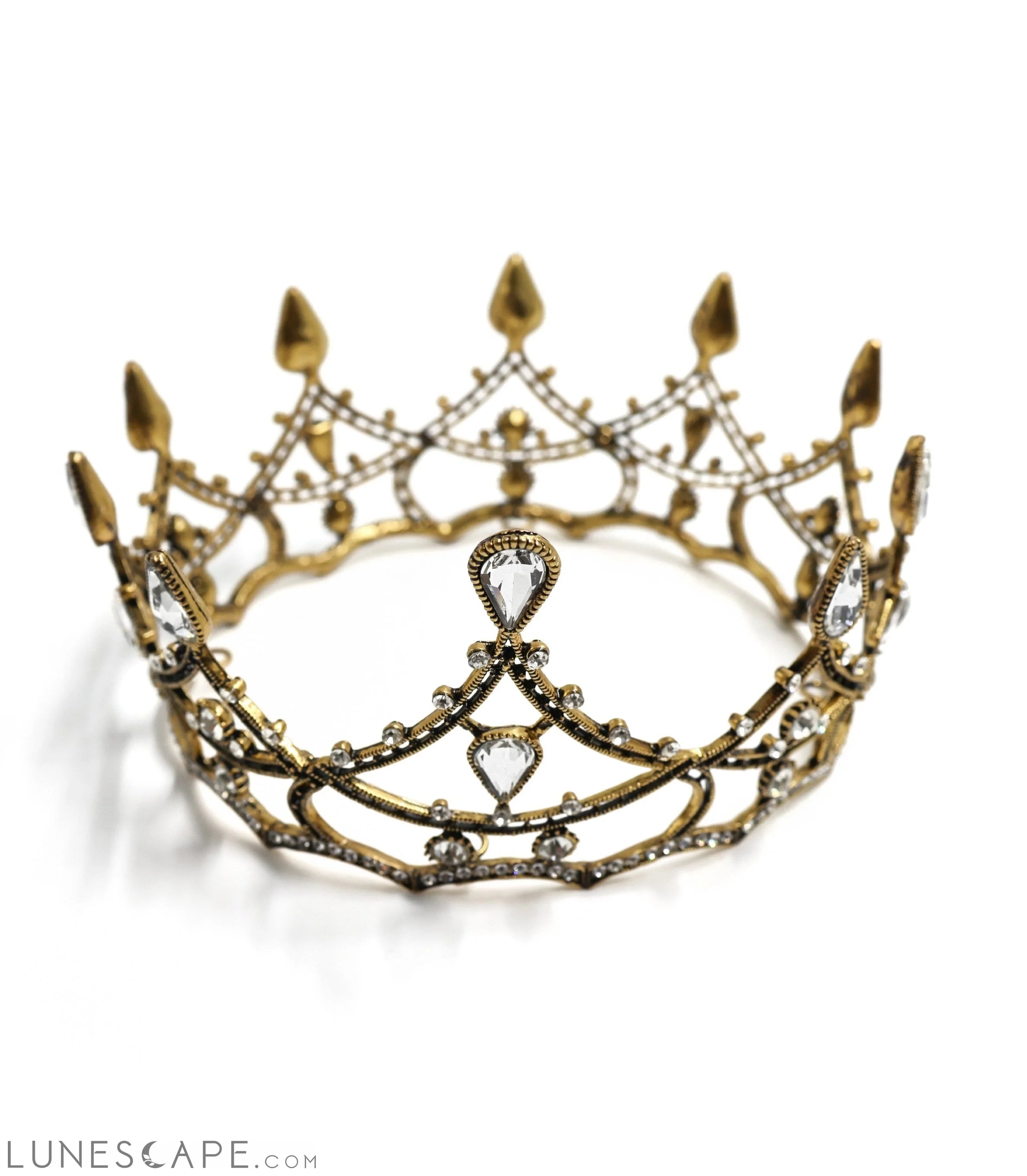 Gothic Structures Mini Crown Tiara in Antiqued Gold LUNESCAPE