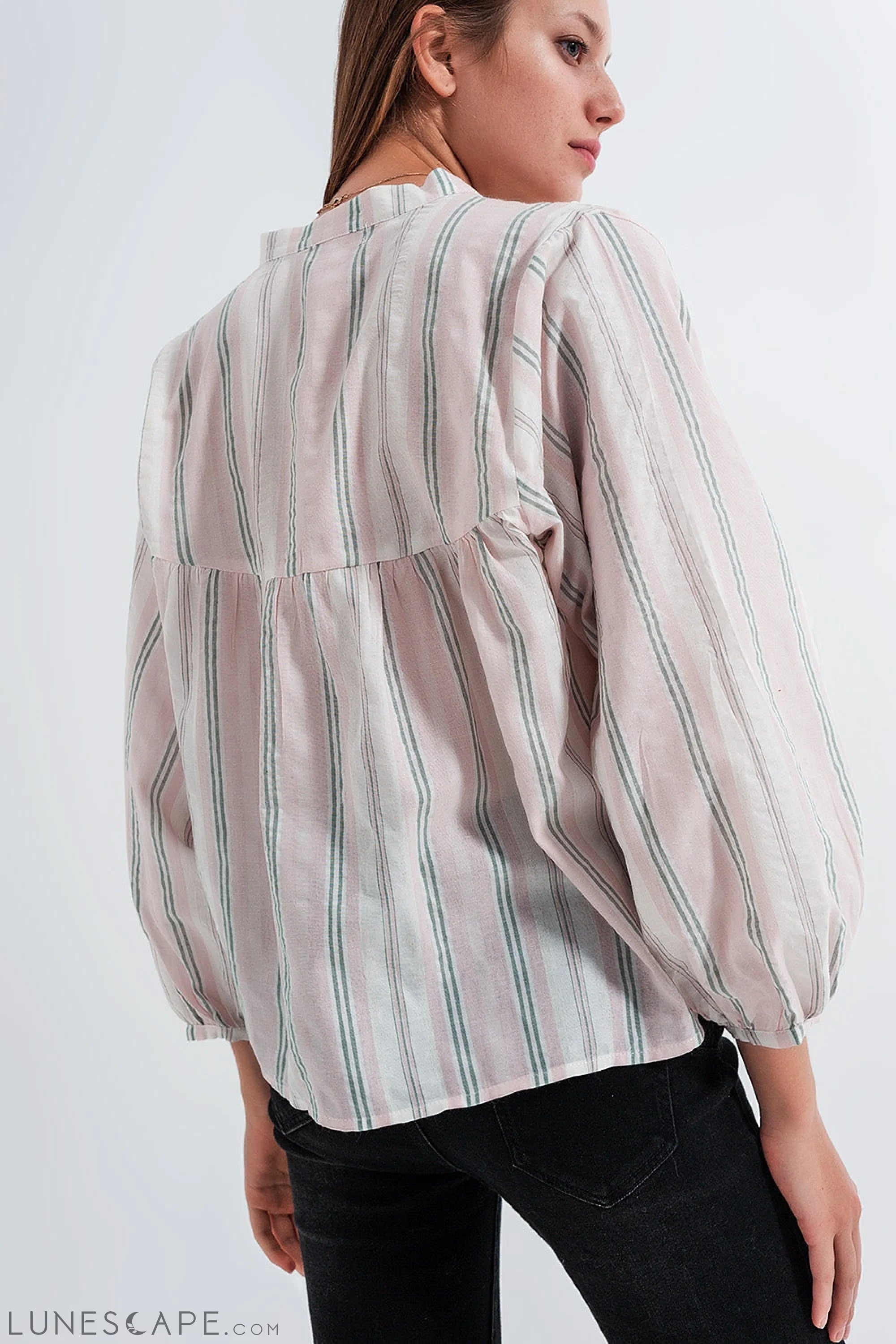 Grandad Shirt in Pink Stripe LUNESCAPE