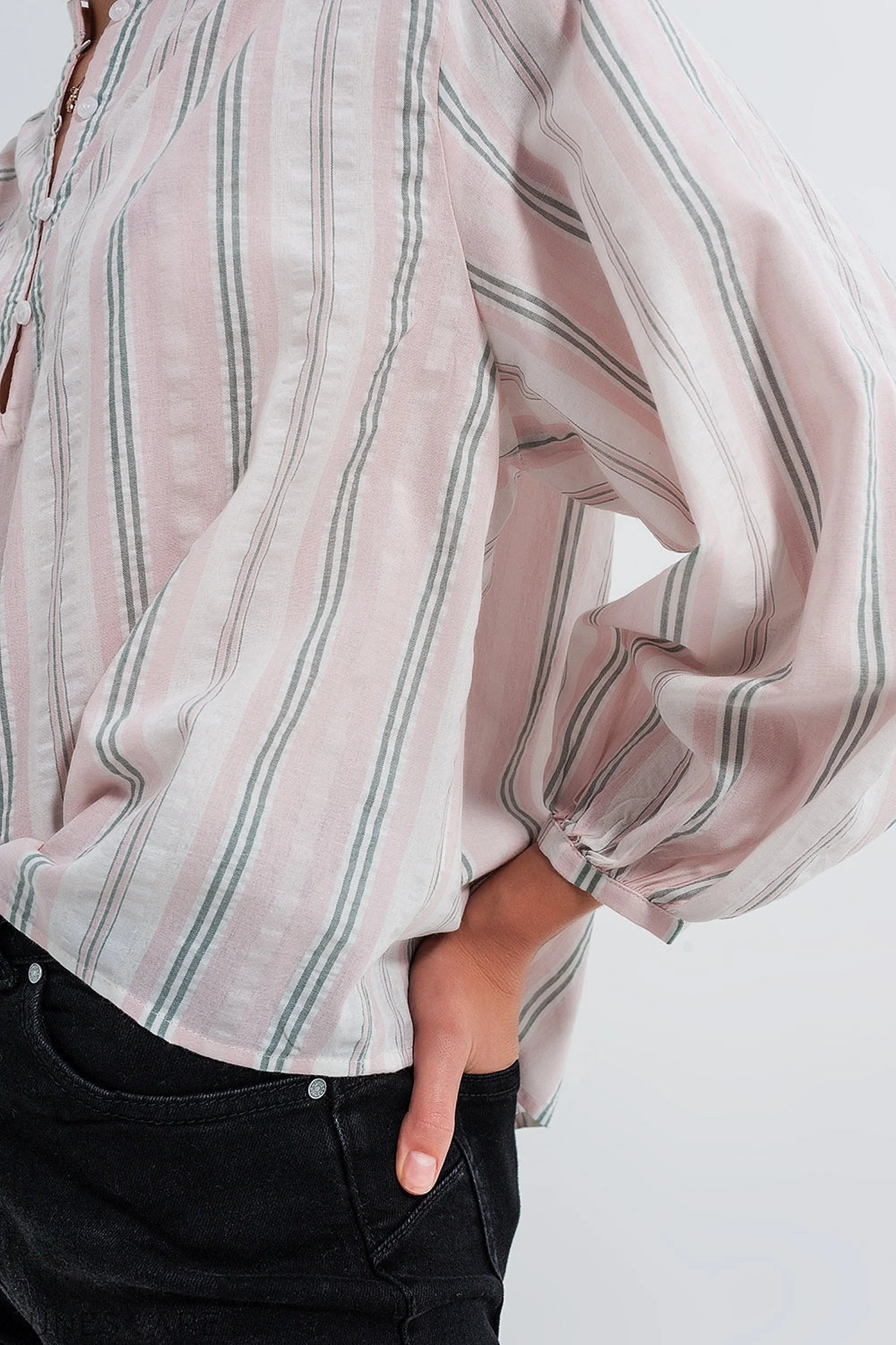 Grandad Shirt in Pink Stripe LUNESCAPE