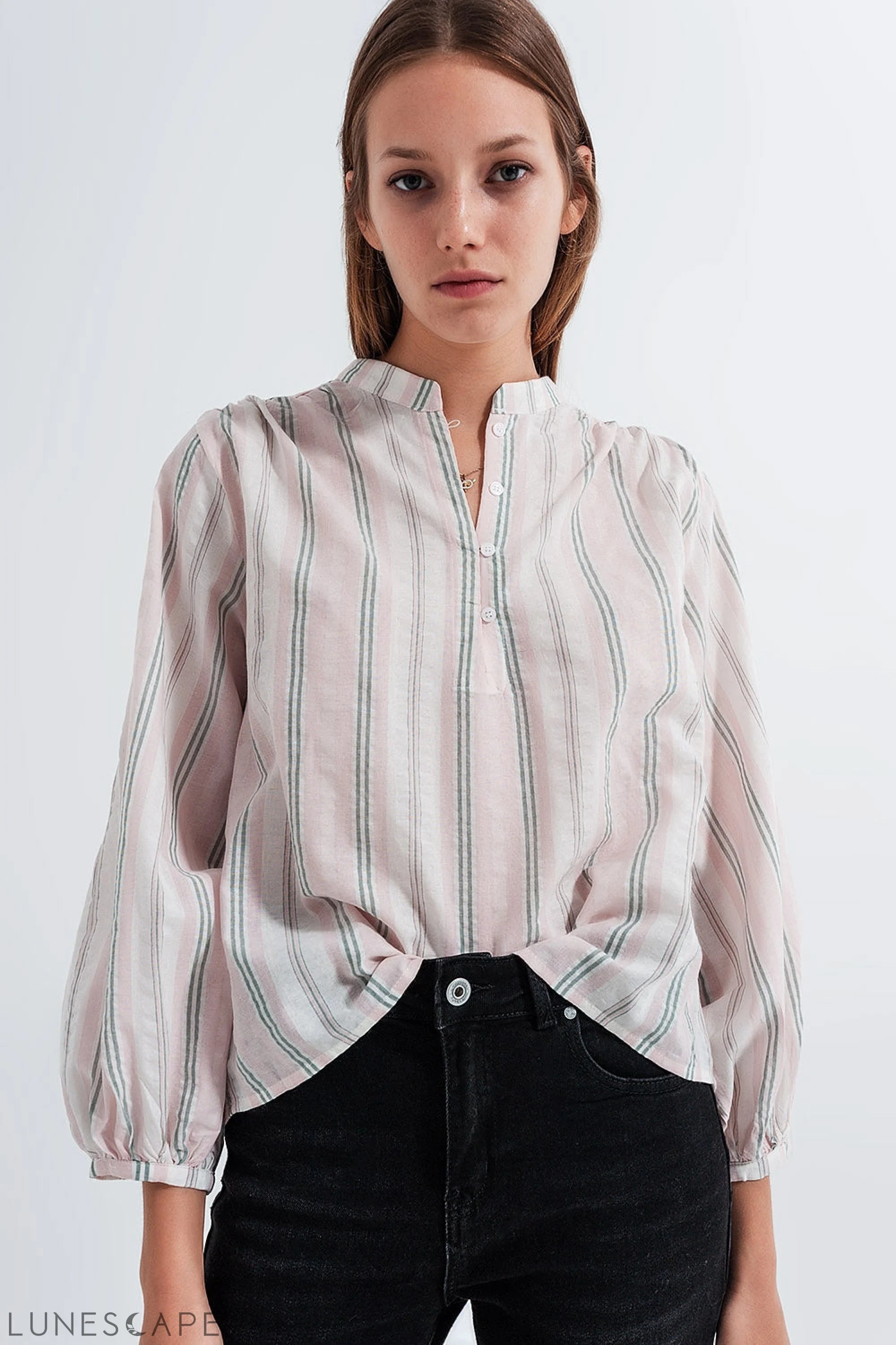 Grandad Shirt in Pink Stripe LUNESCAPE