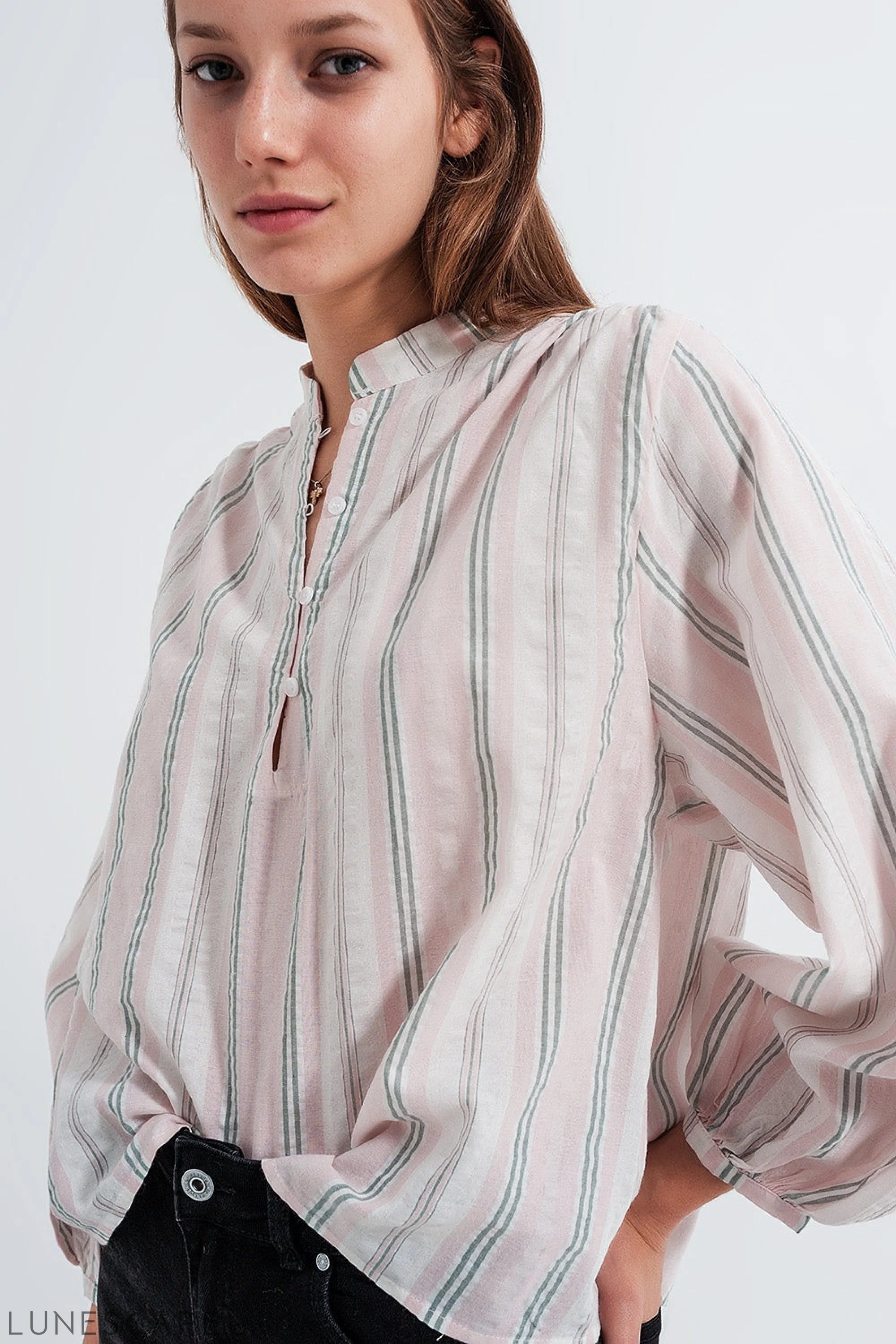 Grandad Shirt in Pink Stripe LUNESCAPE