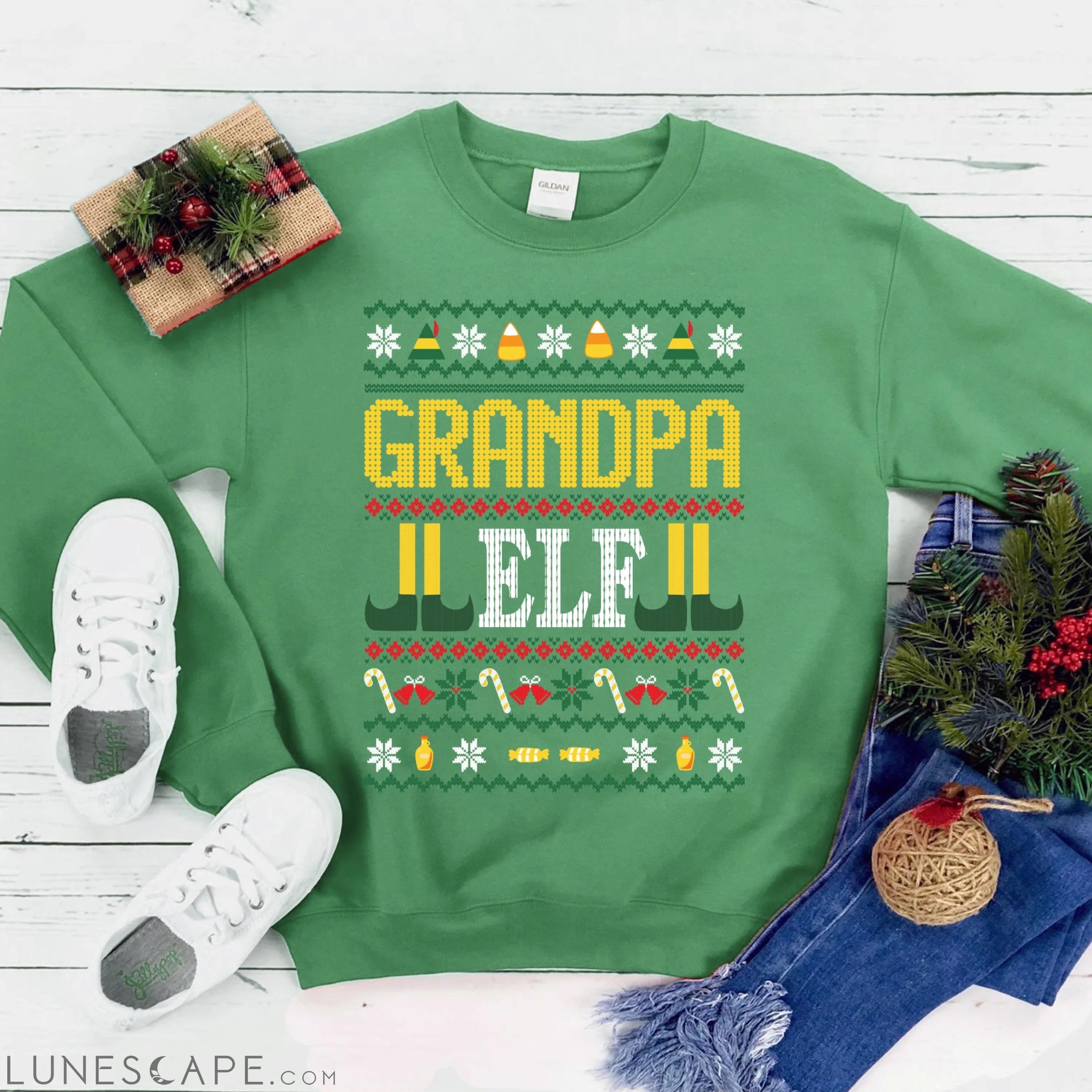 Grandpa ELF Christmas Sweatshirt LUNESCAPE