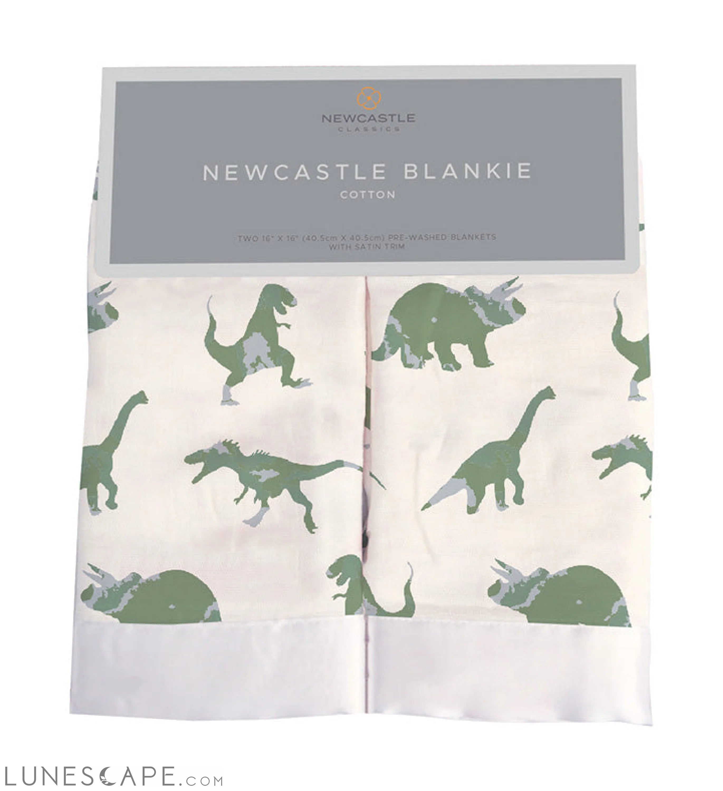 Granite Green Dinosaurs Cotton Newcastle Blankie LUNESCAPE