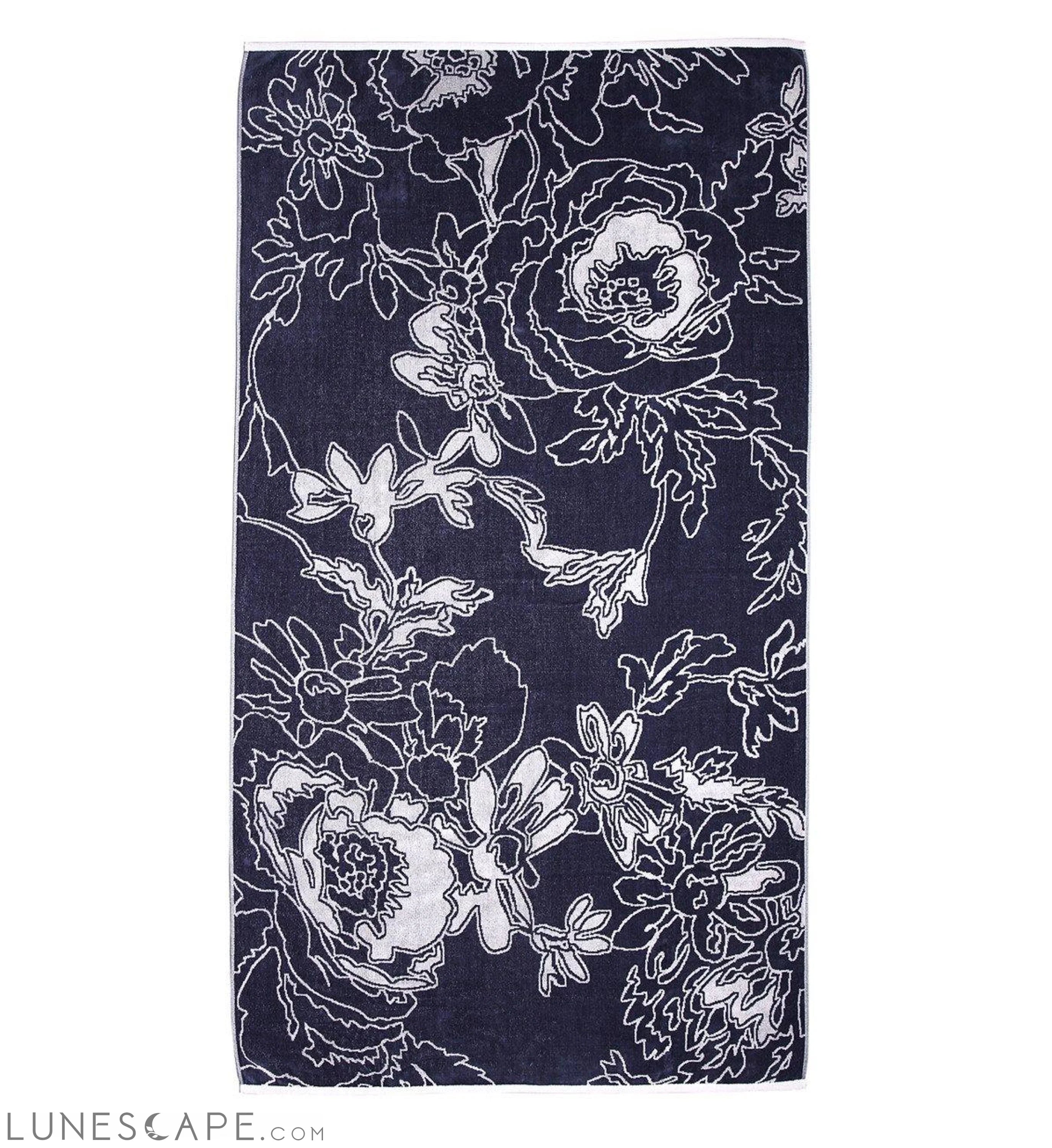 Gray Graphic Flowers Beach Towel LUNESCAPE