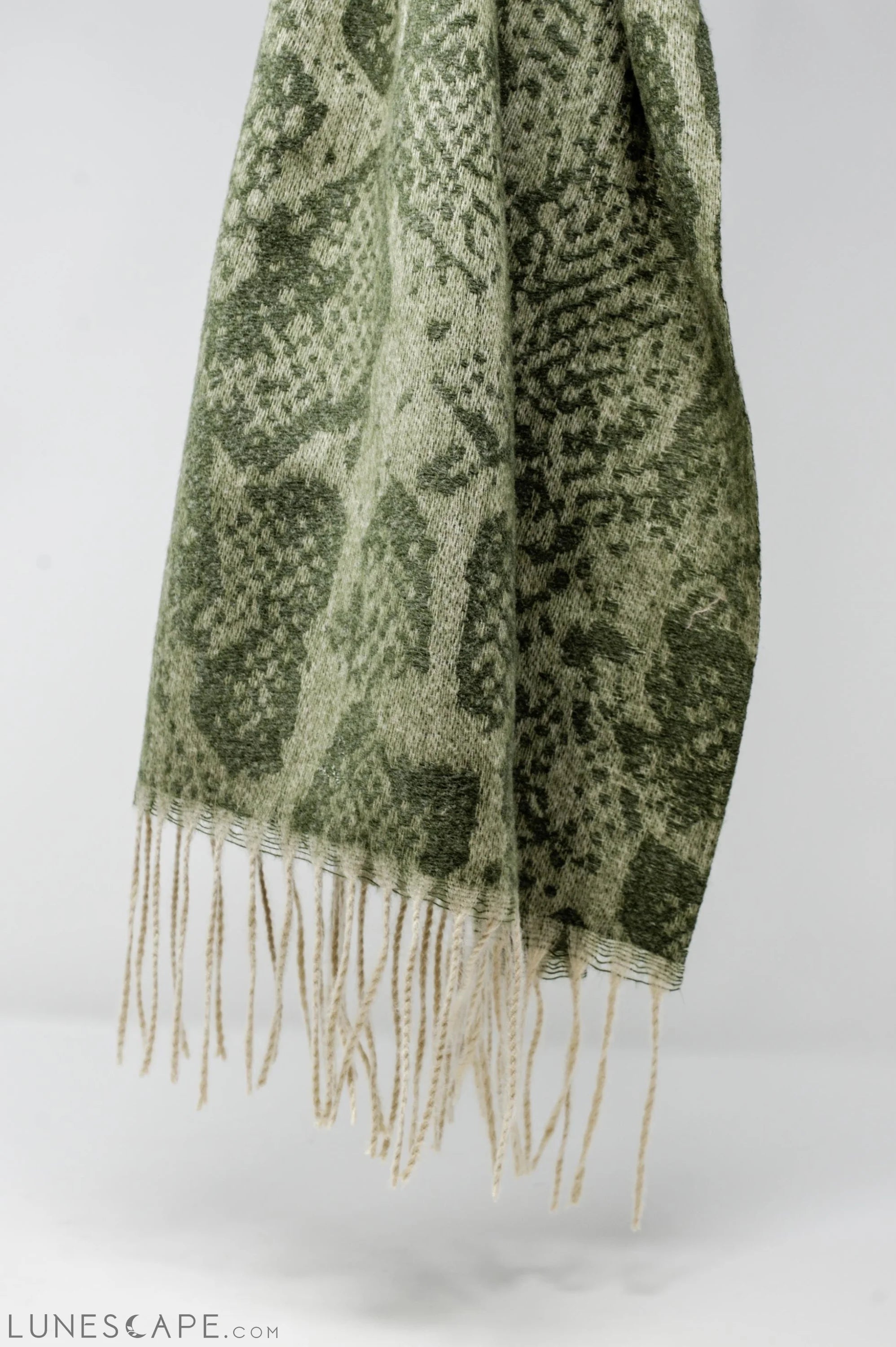Green Snake Print Scarf With Bangs LUNESCAPE