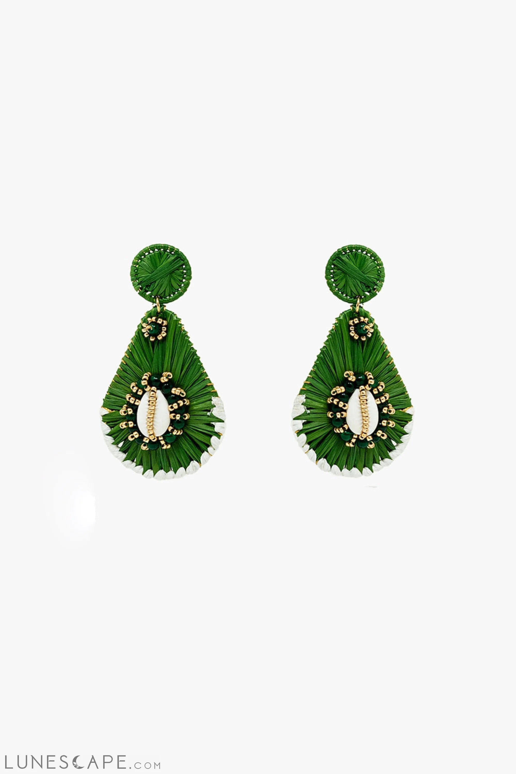Green Waterdrop Earrings With Embellishments LUNESCAPE