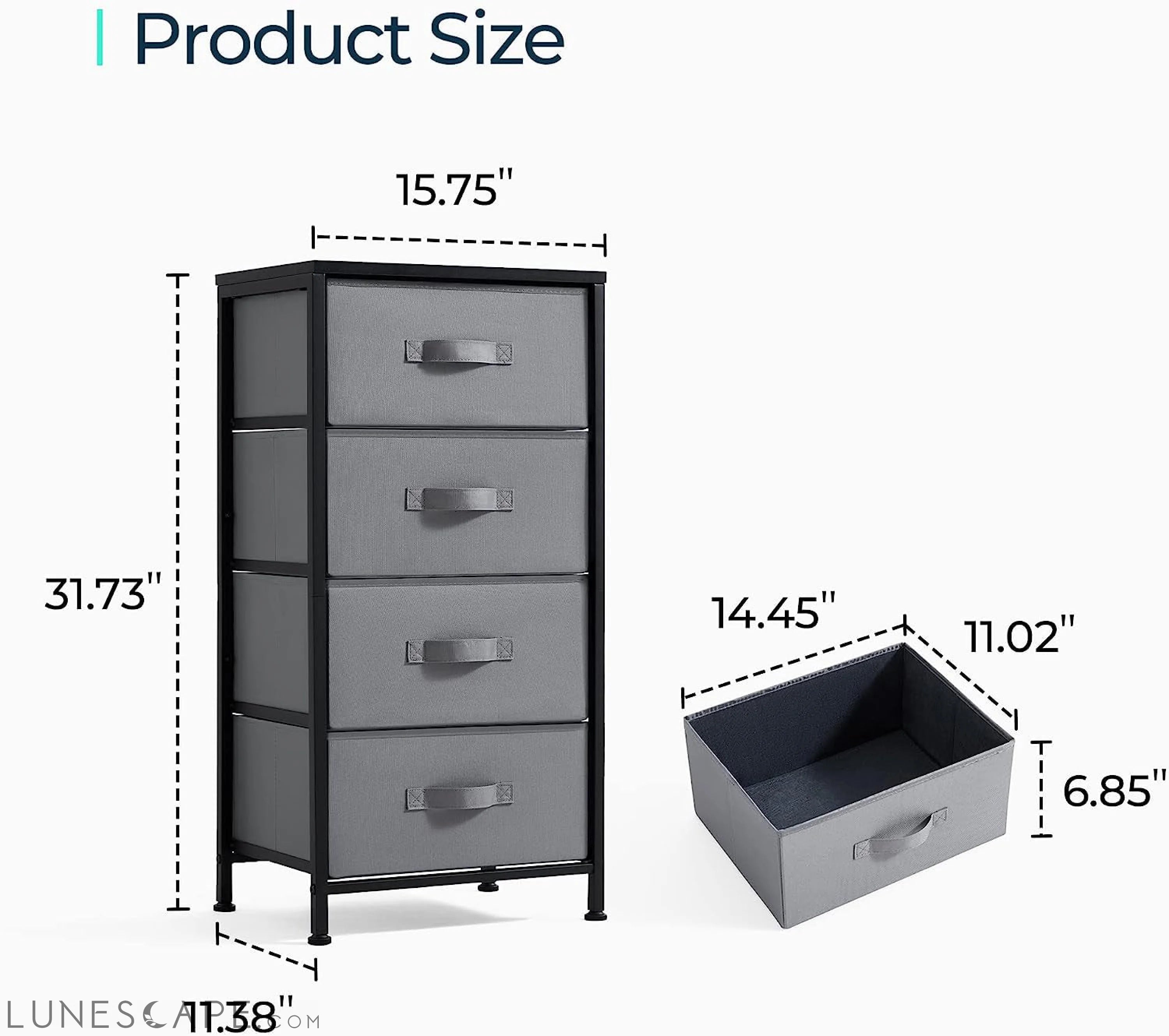 Greige Dresser with 9 Textured Print Fabric Drawers LUNESCAPE