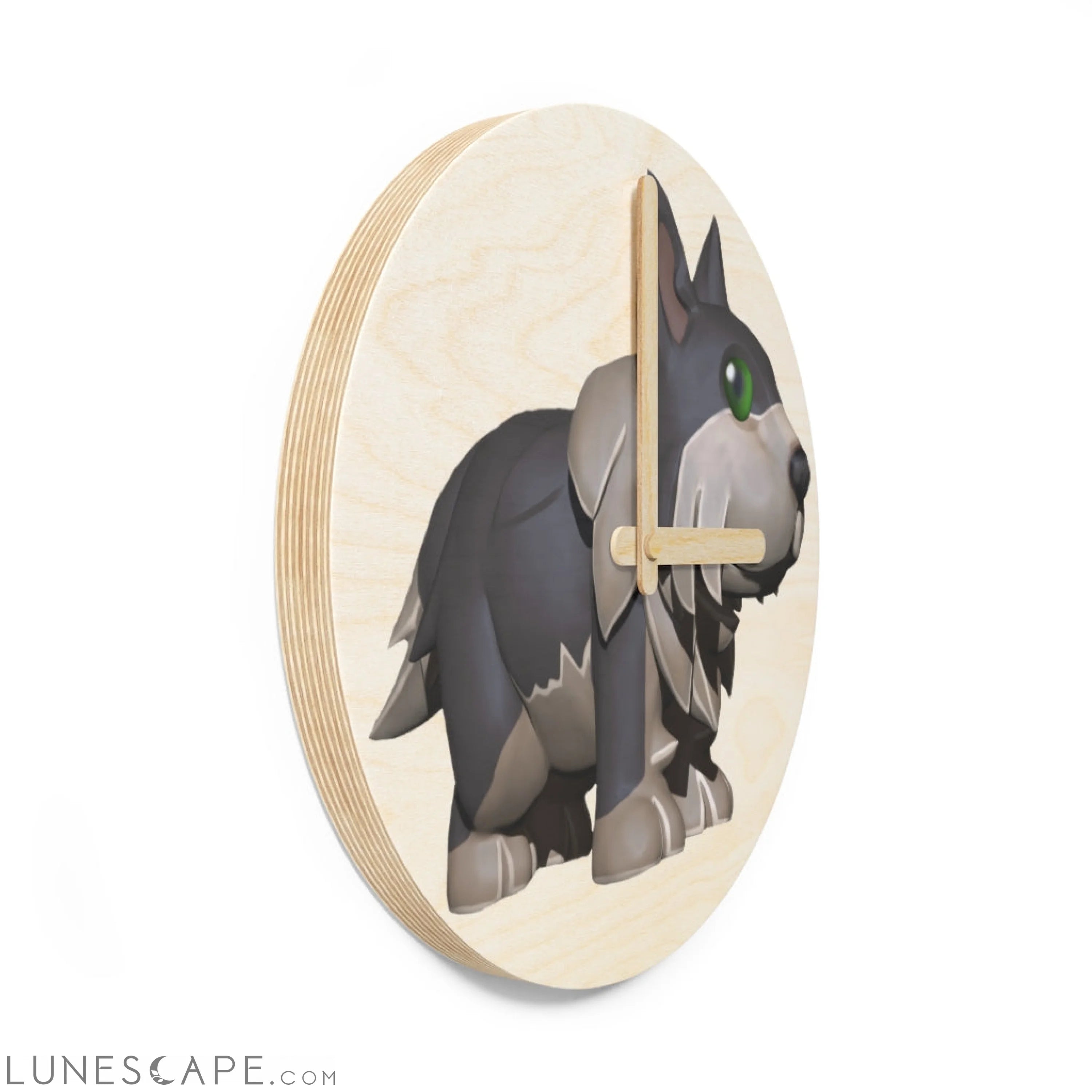 Grey Dog Wooden Wall Clock LUNESCAPE