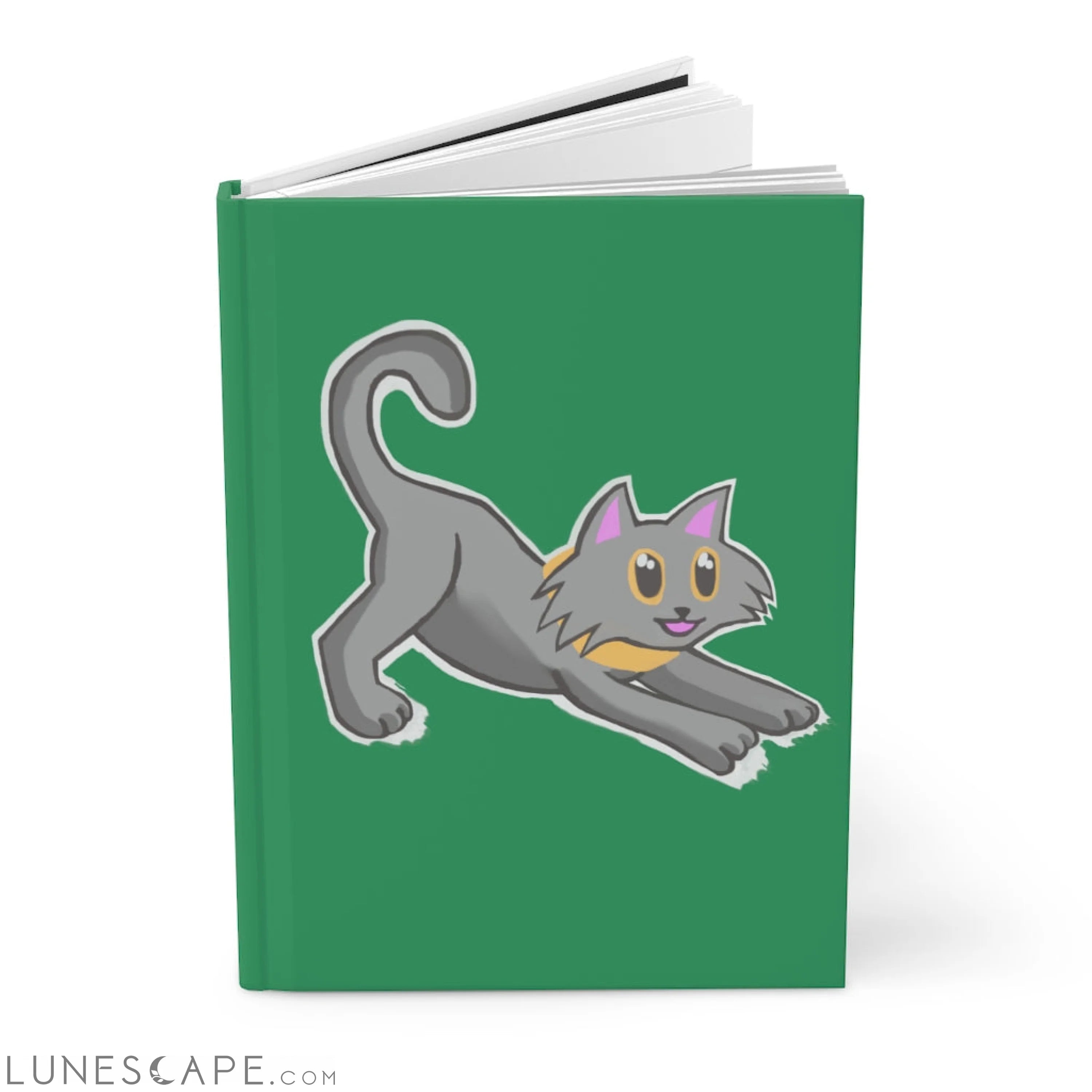 Grey Kitty Hardcover Journal Matte LUNESCAPE