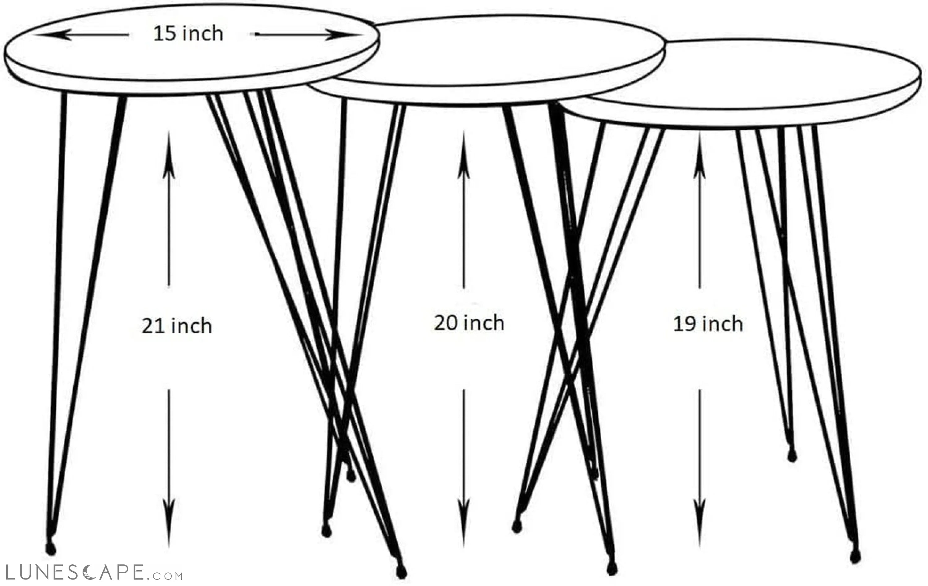 Grey Pine Wood Nesting End Tables Set of 3 LUNESCAPE