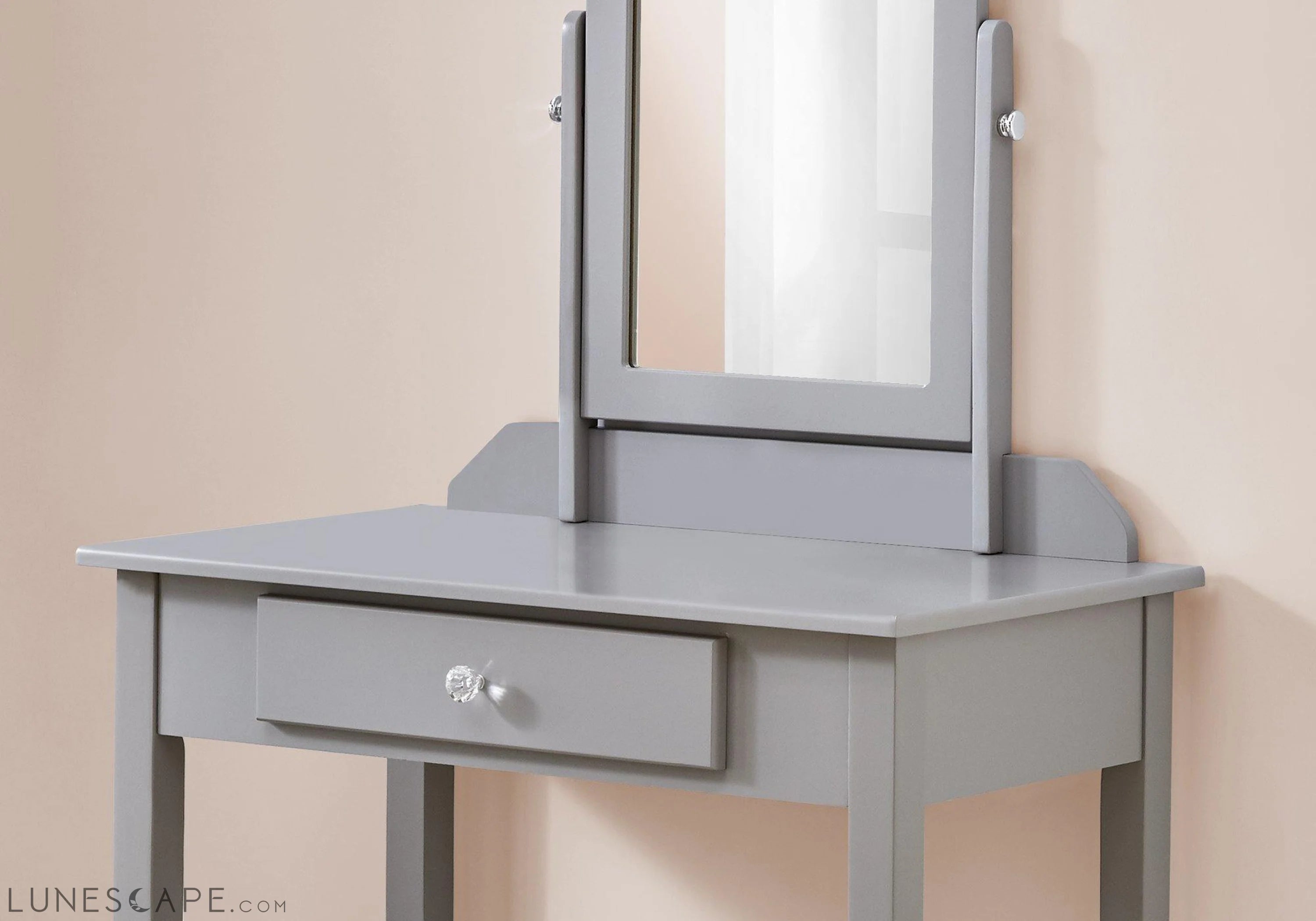 Grey Vanity Mirror and Storage Drawer LUNESCAPE