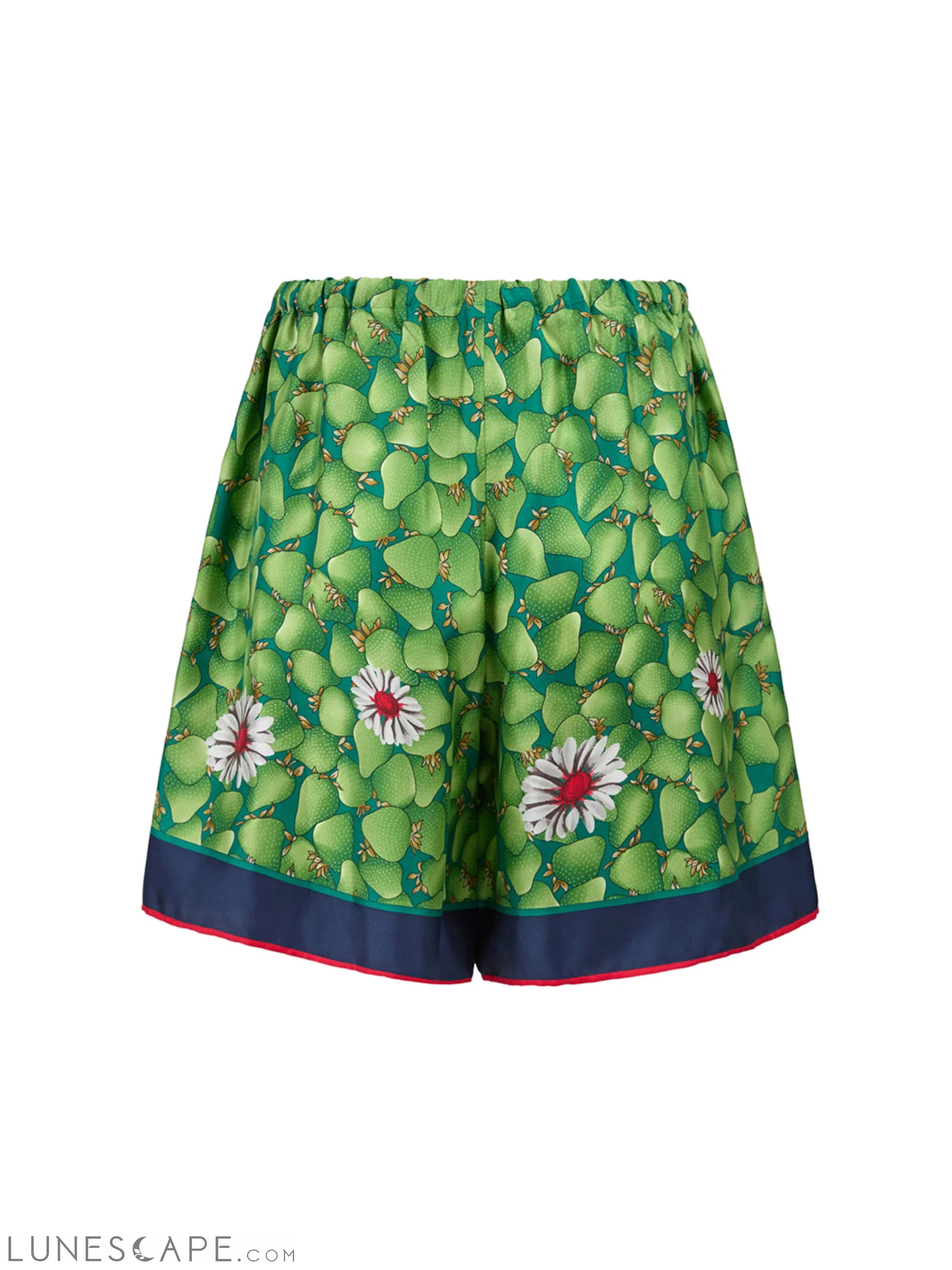 Gucci Green Flower Printed Silk Shorts
