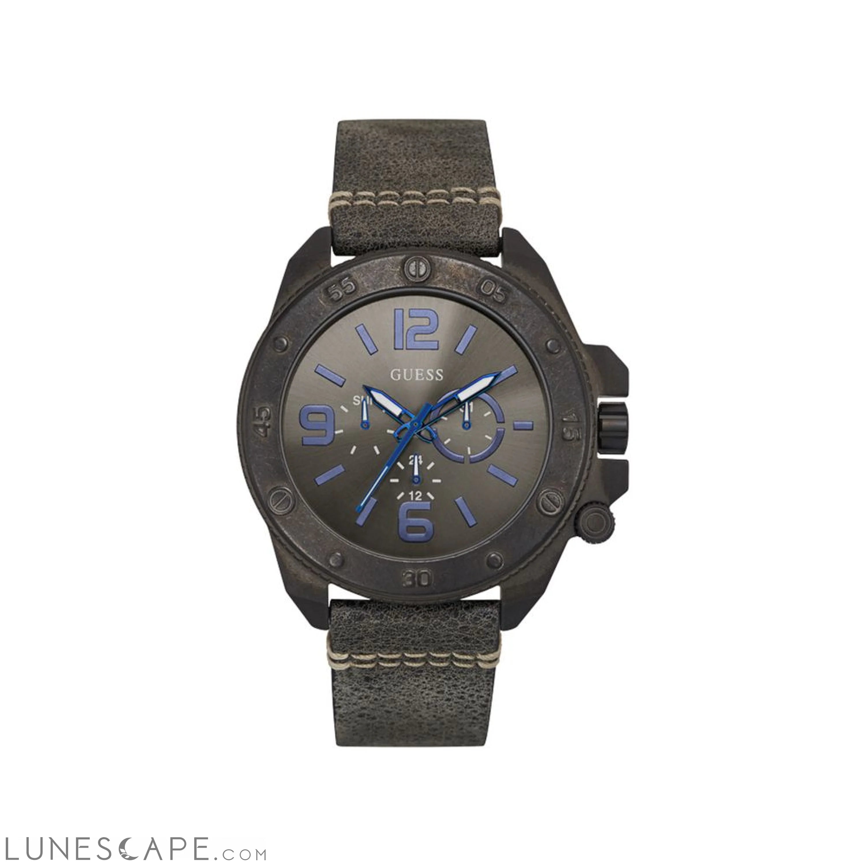 Guess Gray Leather Watch LUNESCAPE