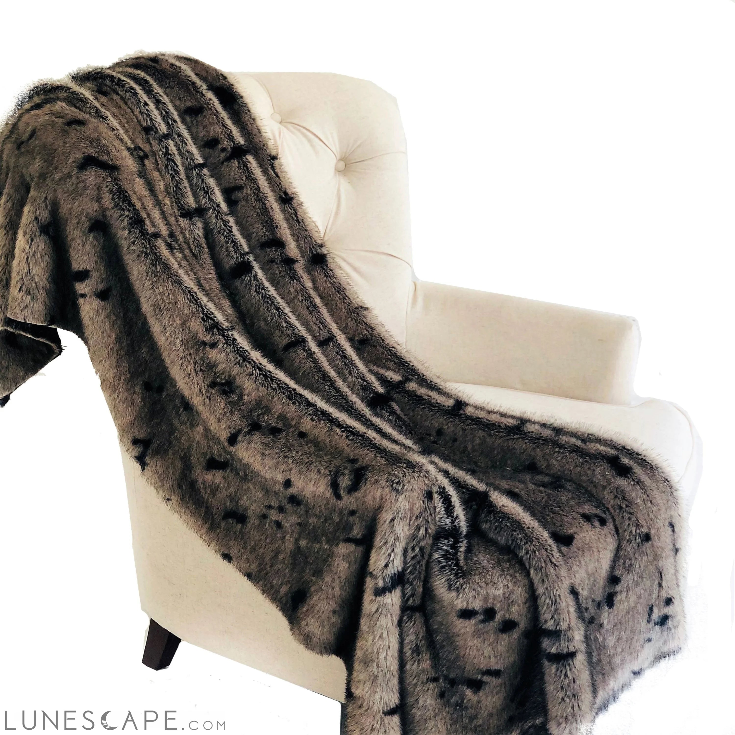 Gunmetal Gray Tones Tissavel Faux Fur Luxury Blanket & Throw LUNESCAPE