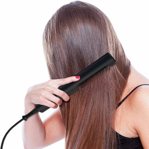 Hair Straightener Brush Ionic Ceramic Iron Straightening Hot Comb LUNESCAPE