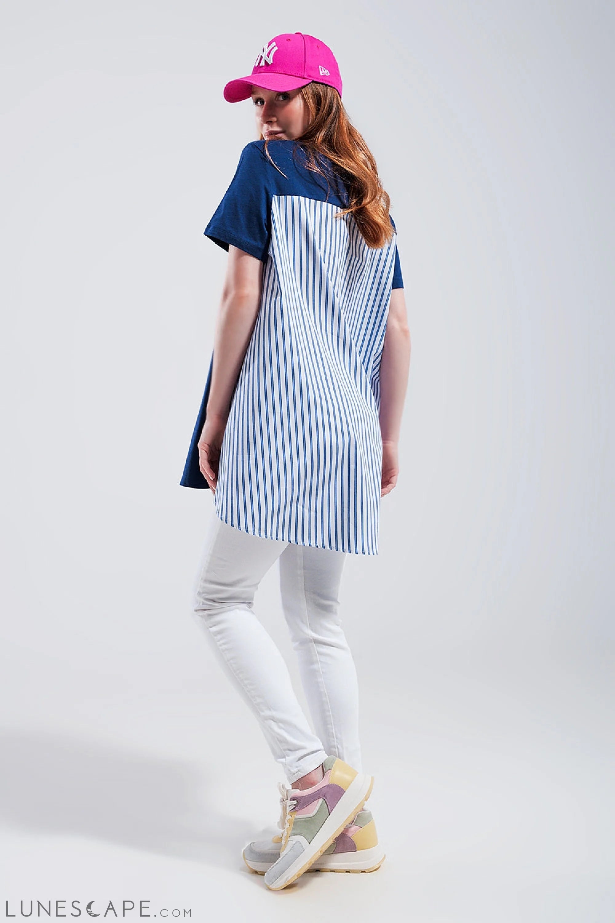 Half and Half T Shirt in Blue LUNESCAPE