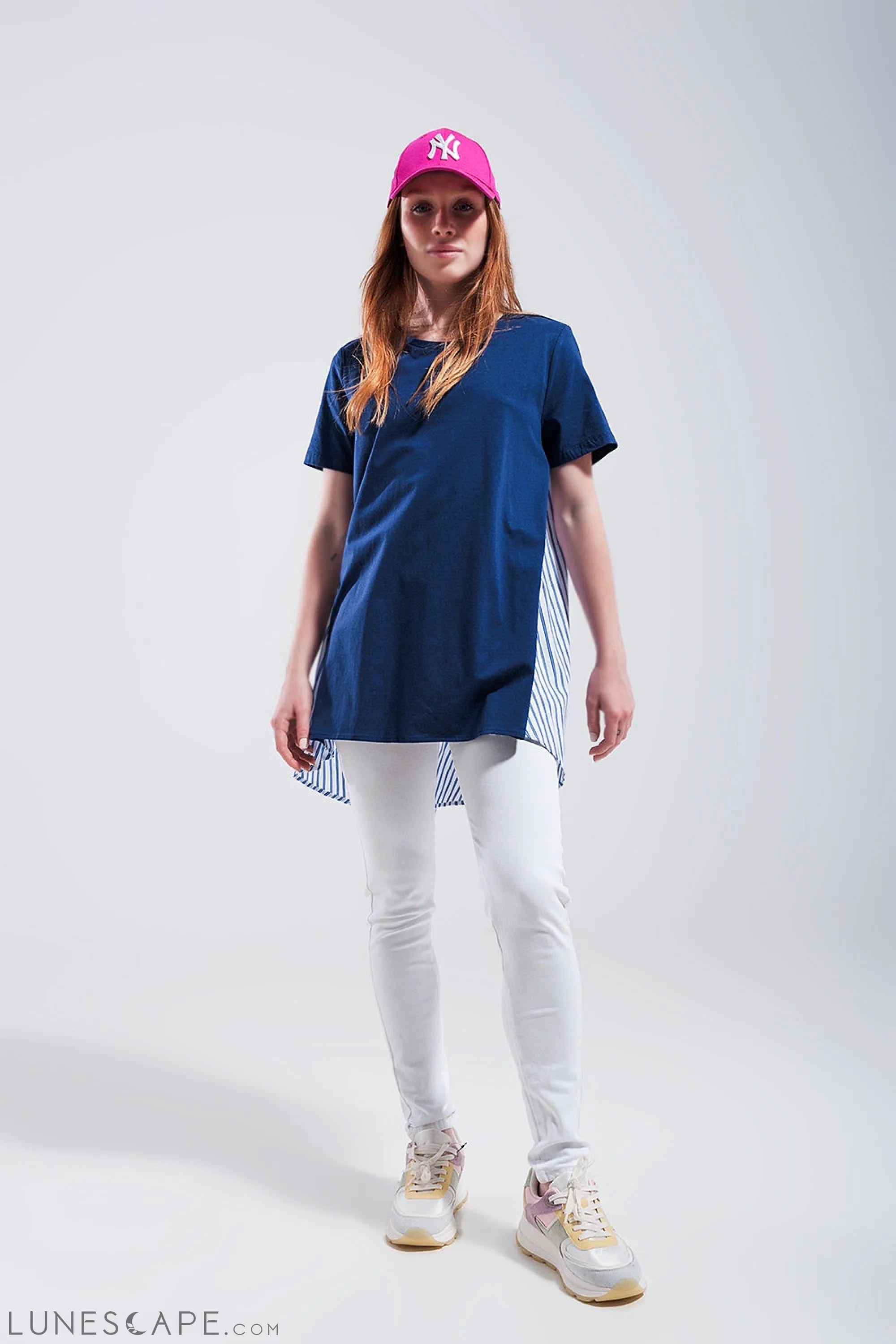 Half and Half T Shirt in Blue LUNESCAPE