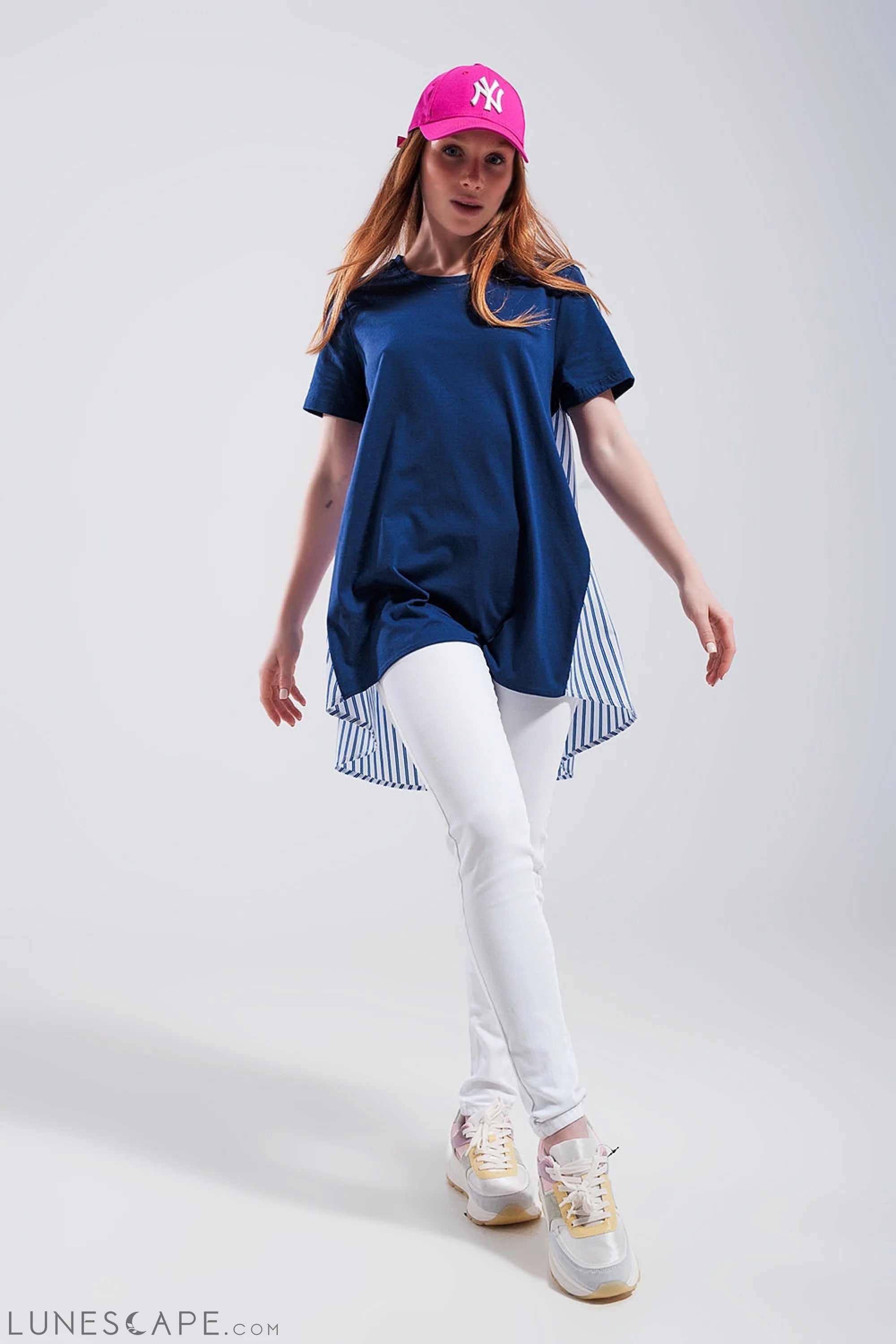 Half and Half T Shirt in Blue LUNESCAPE