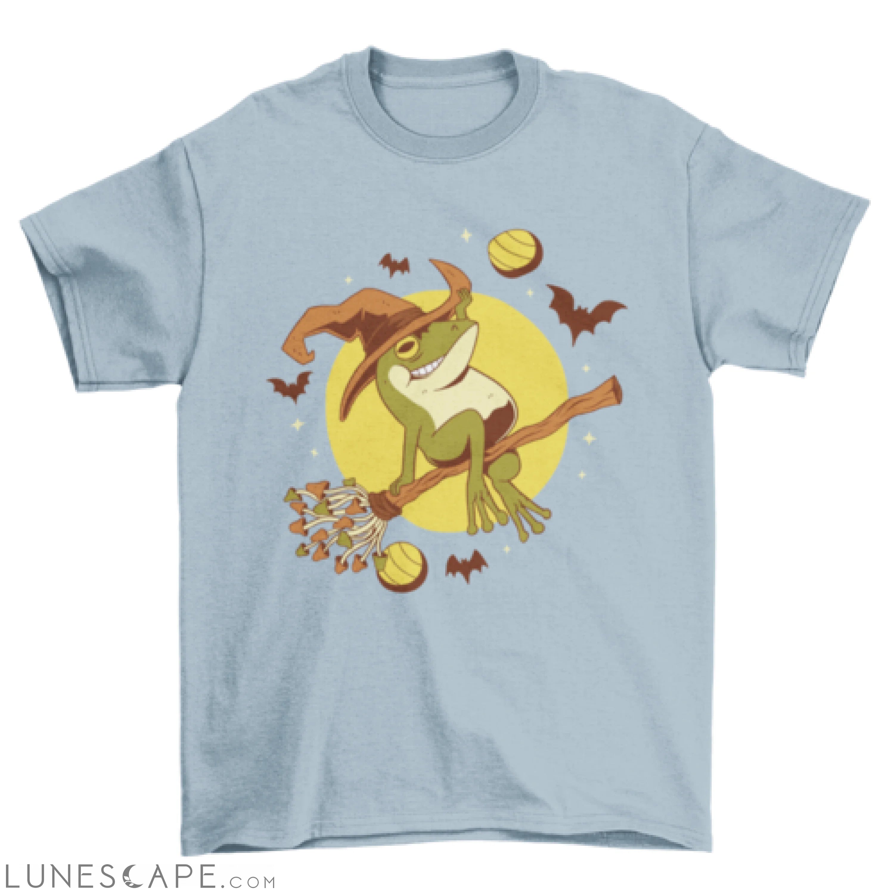 Halloween frog witch flying t-shirt design LUNESCAPE