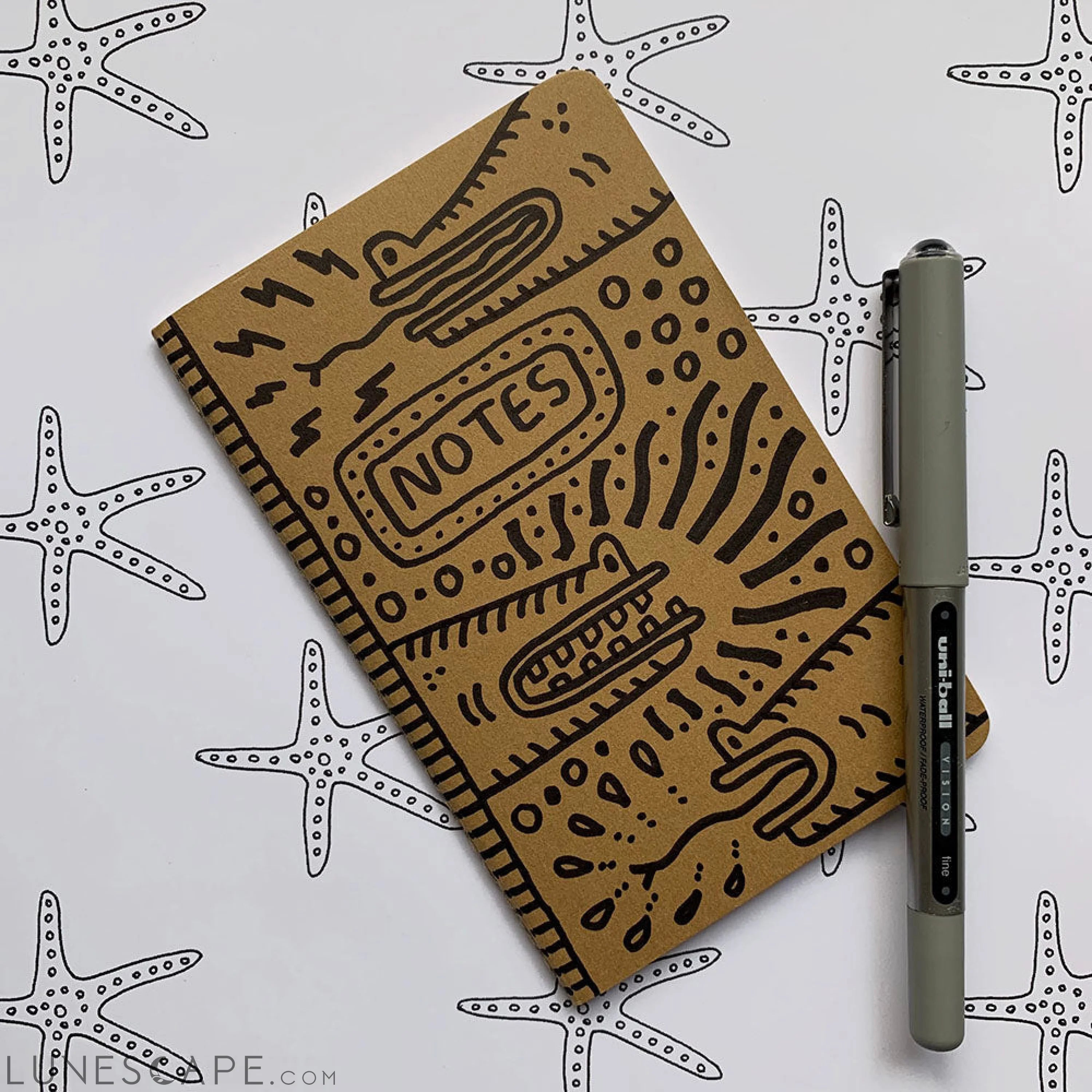 Hand-Decorated Journal - Design No. 7 - Custom Cover Drawing LUNESCAPE