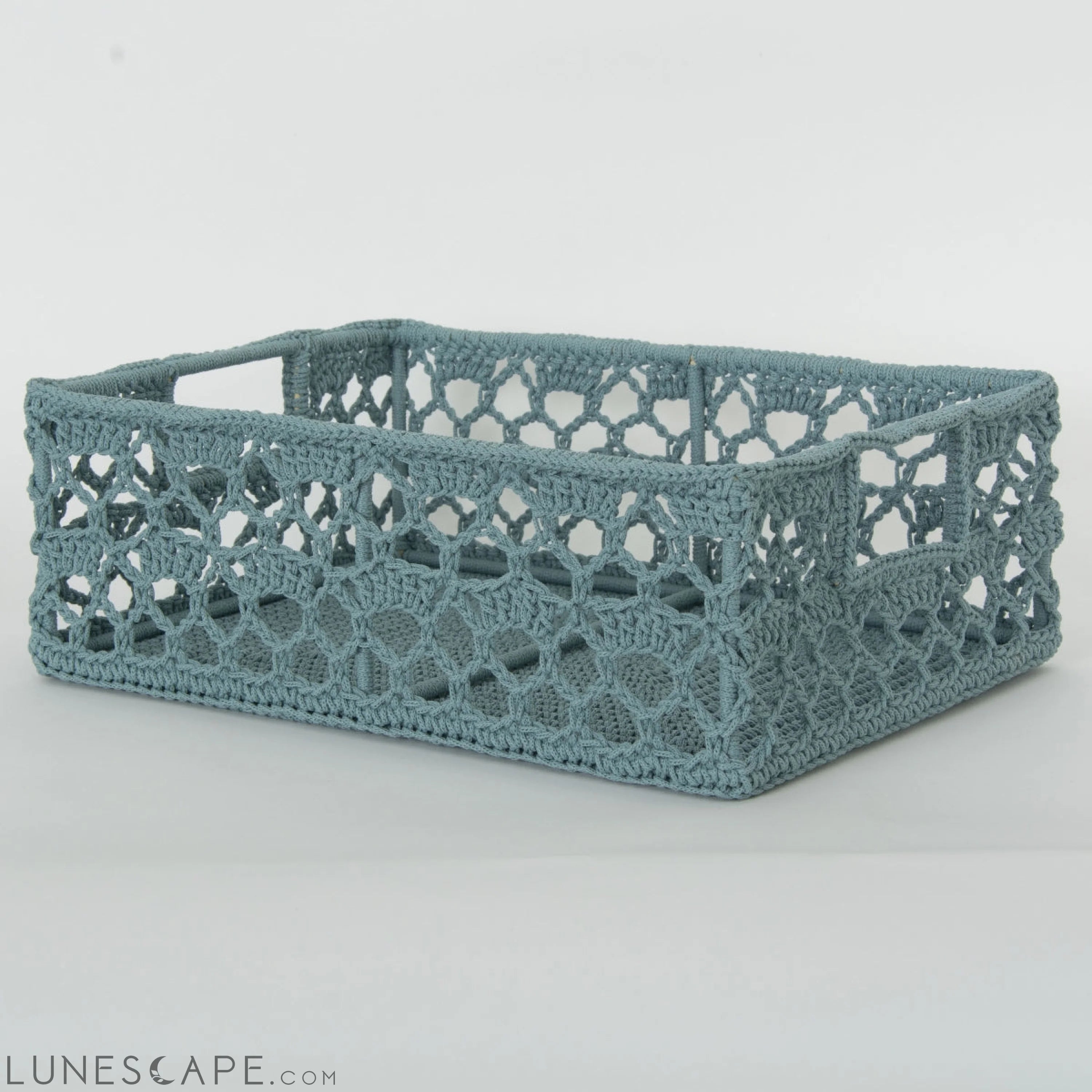 Hand Mode Lace Crochet Basket, Sea Spray - 12 x 9 x 5 inches LUNESCAPE