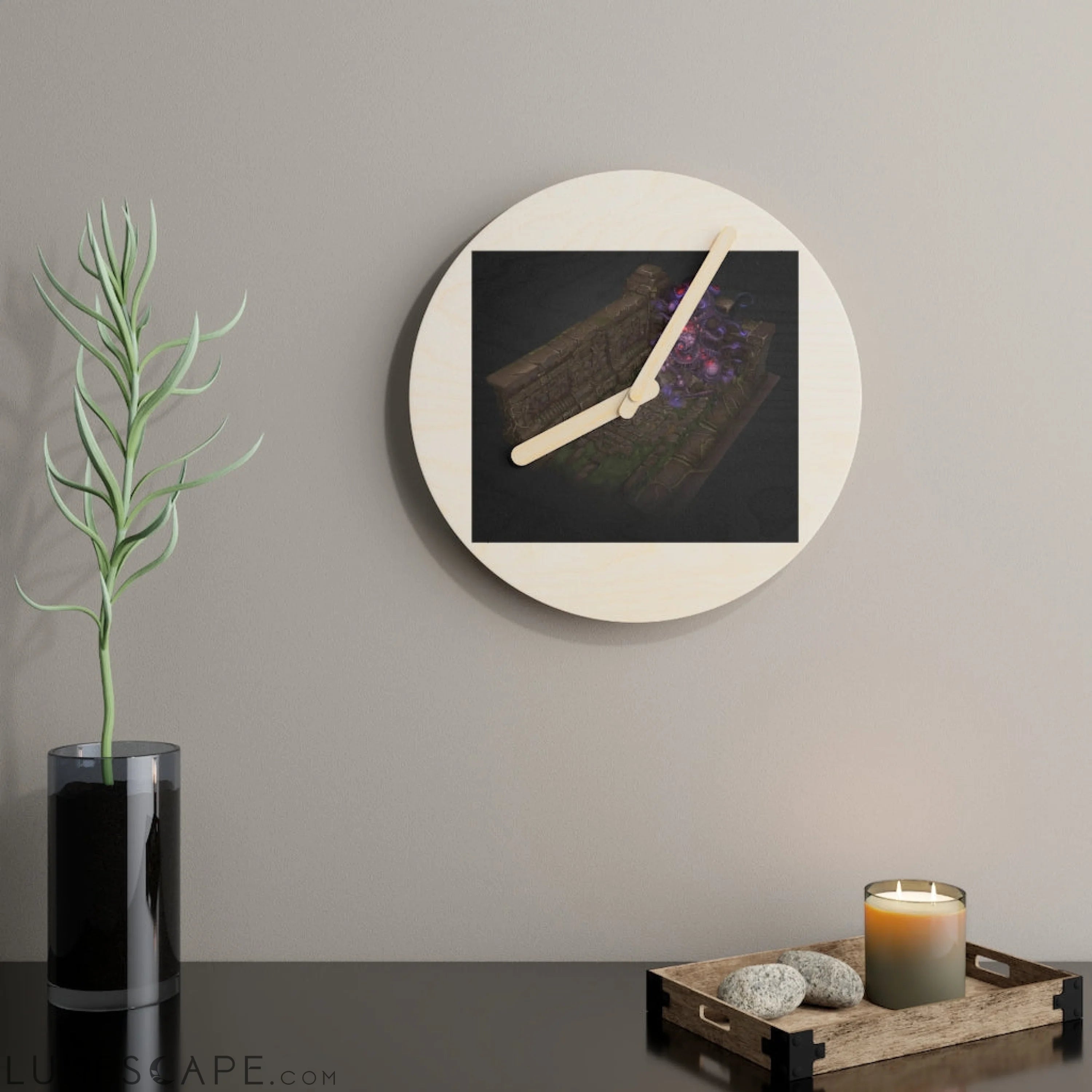 Hand-Painted Environment Wooden Wall Clock LUNESCAPE