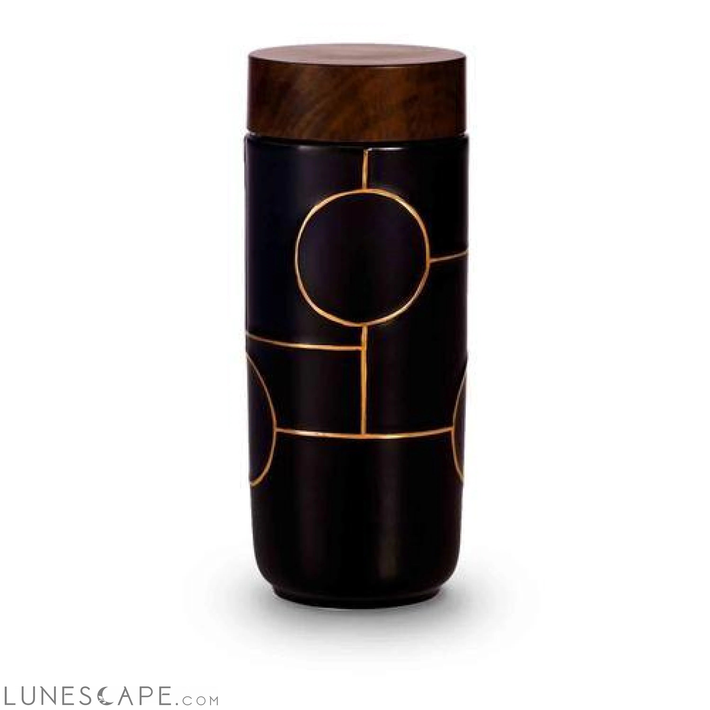 Hand-Painted Tourmaline Negative Ion Travel Tumbler - Black / Gold LUNESCAPE