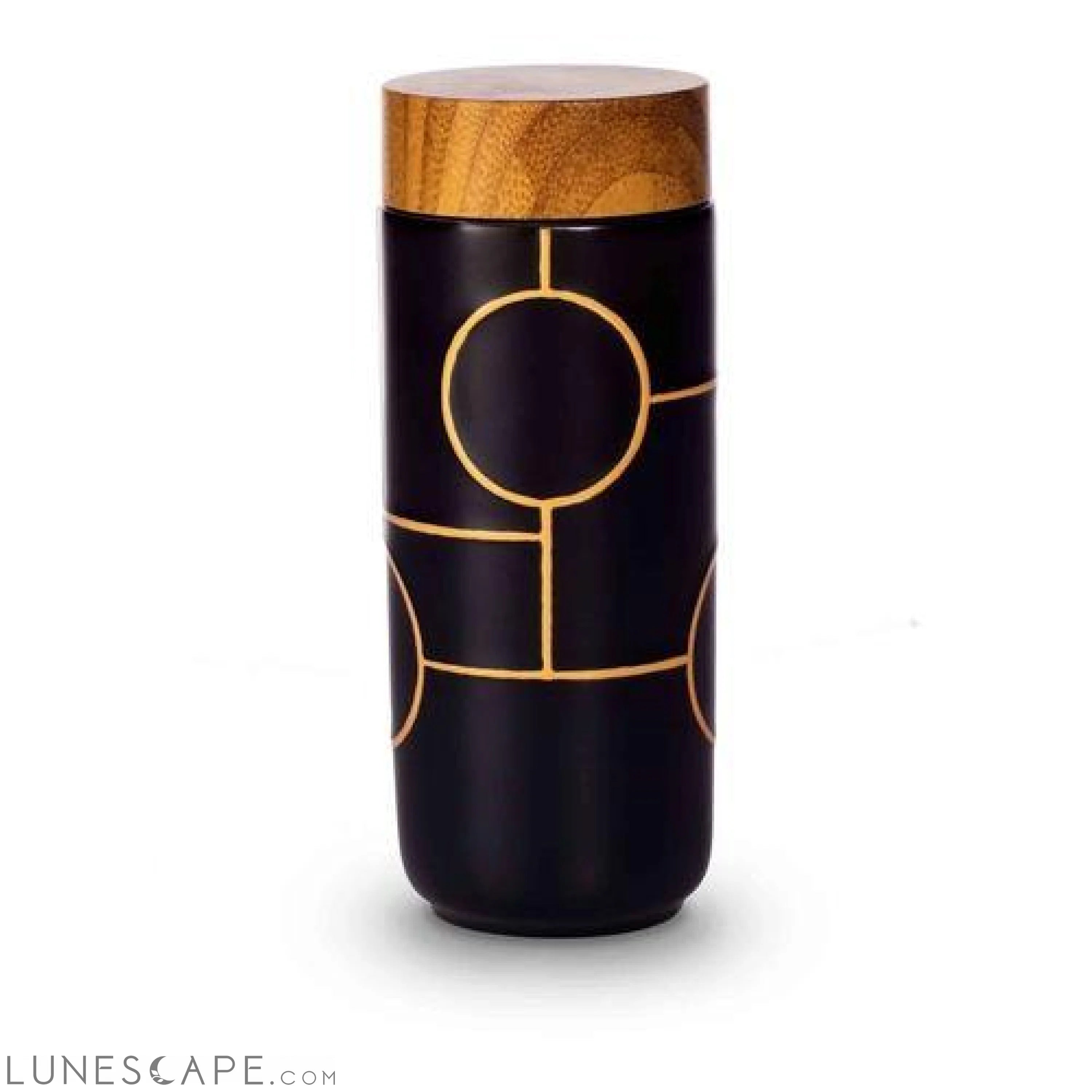 Hand-Painted Tourmaline Negative Ion Travel Tumbler - Black / Gold LUNESCAPE