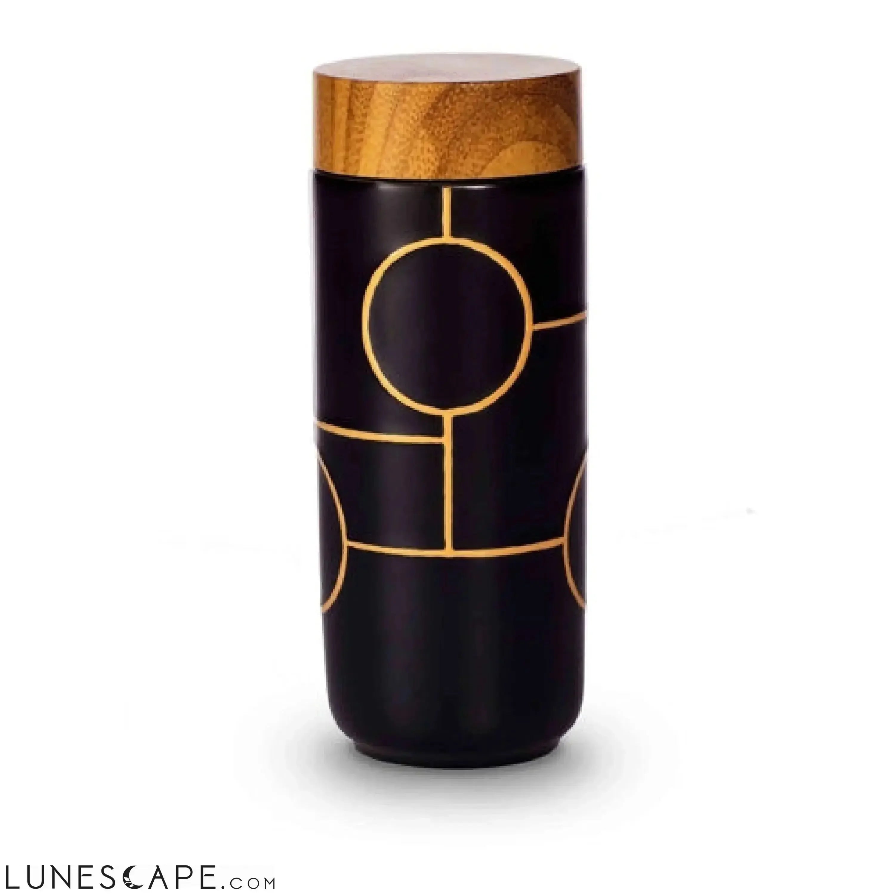 Hand-Painted Tourmaline Negative Ion Travel Tumbler - White / Gold LUNESCAPE