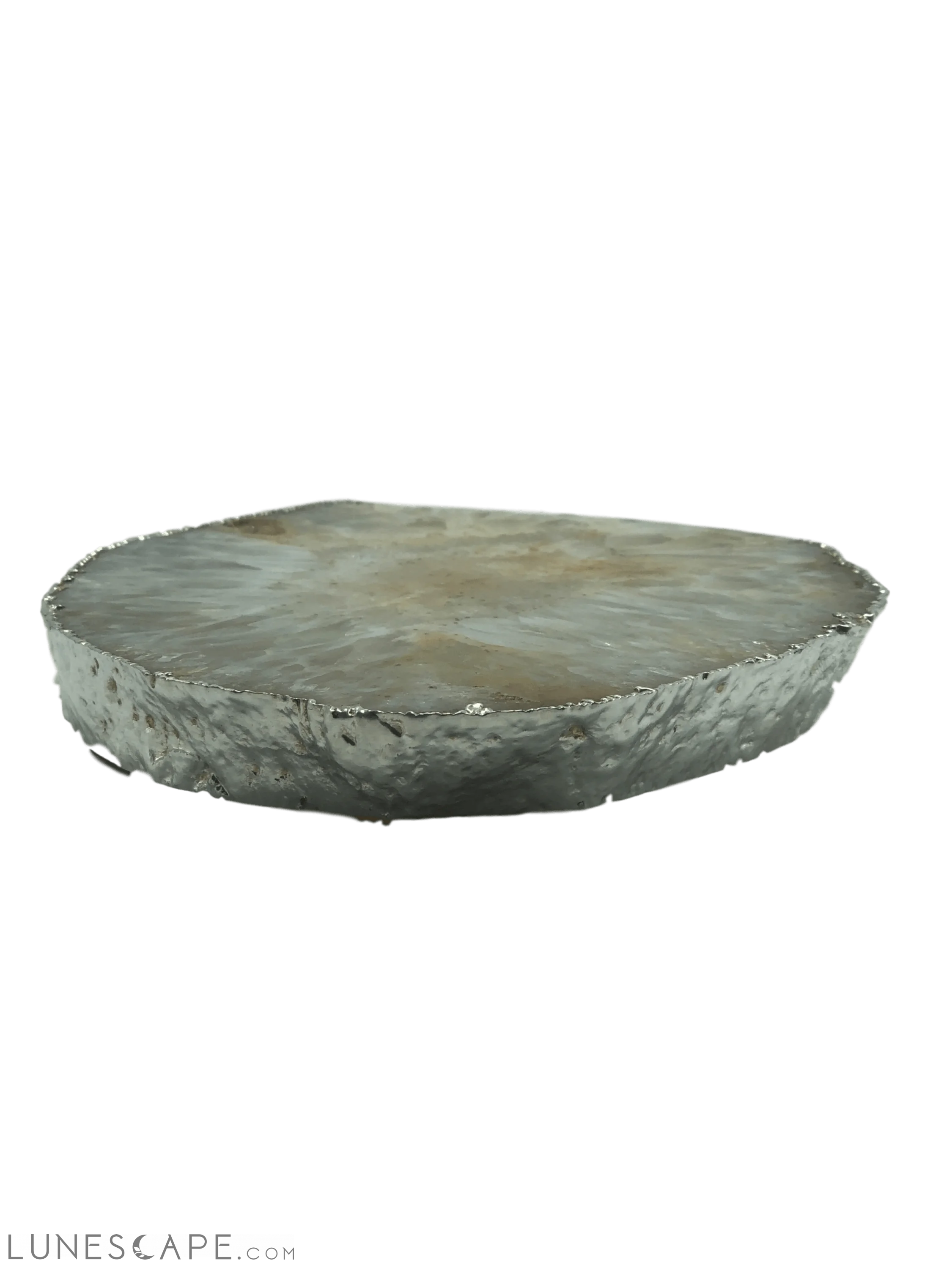 Handcrafted Agate Platter with Silver Trim - Thick LUNESCAPE
