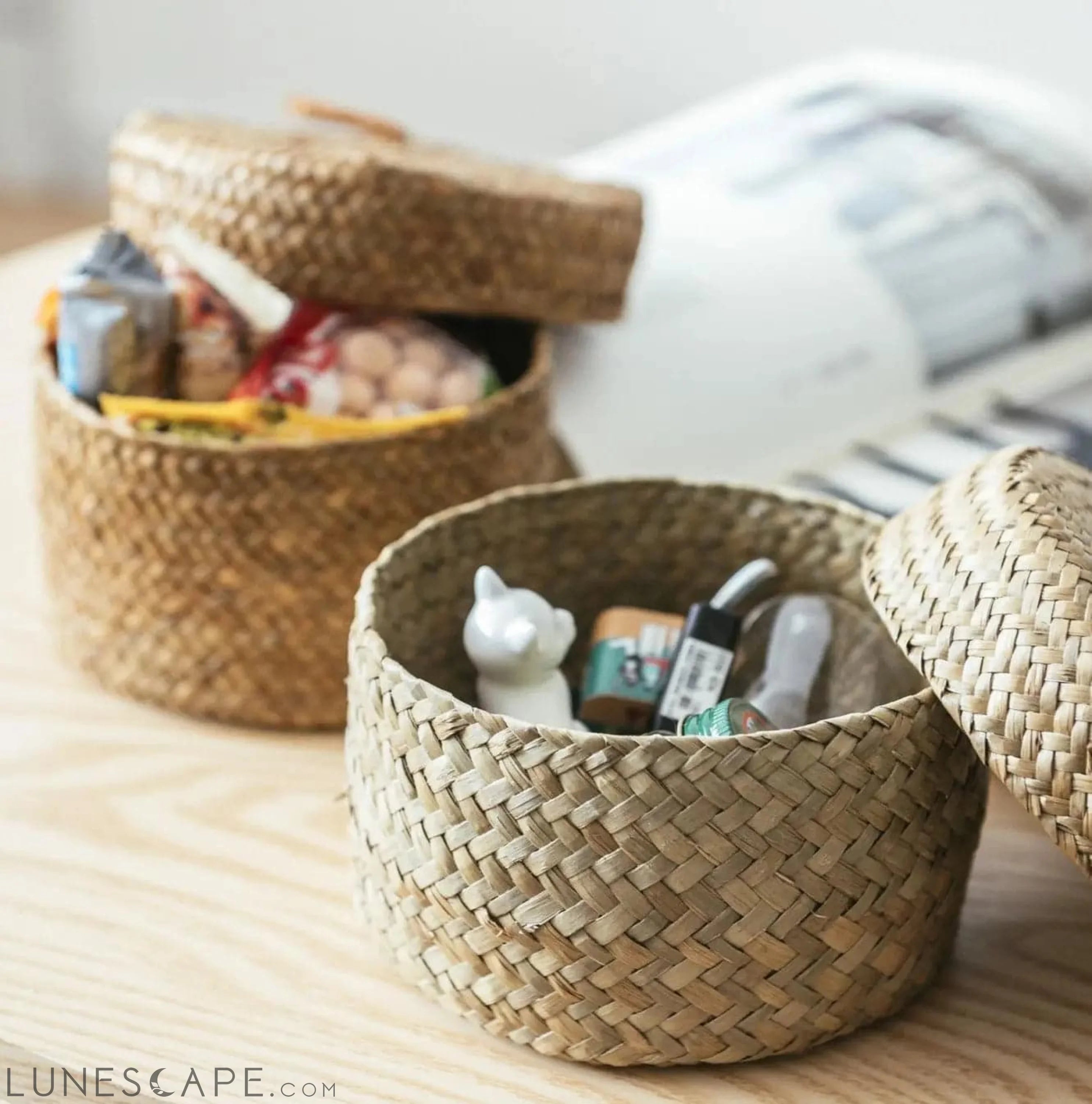 Handmade Mini Storage Basket w/Lid LUNESCAPE