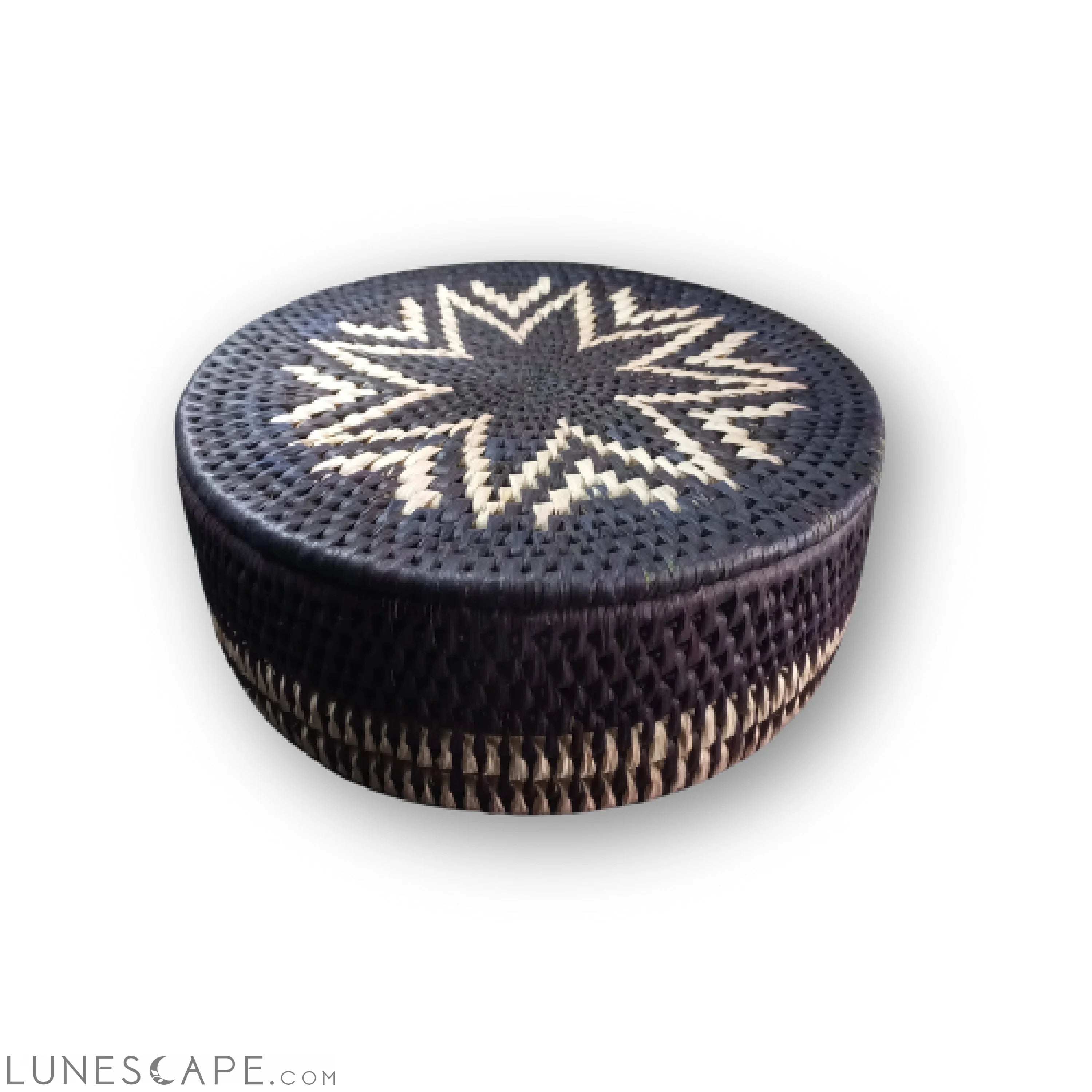 Handwoven Hotpot Black & Ash White Decor Basket Date Palm Leaves LUNESCAPE