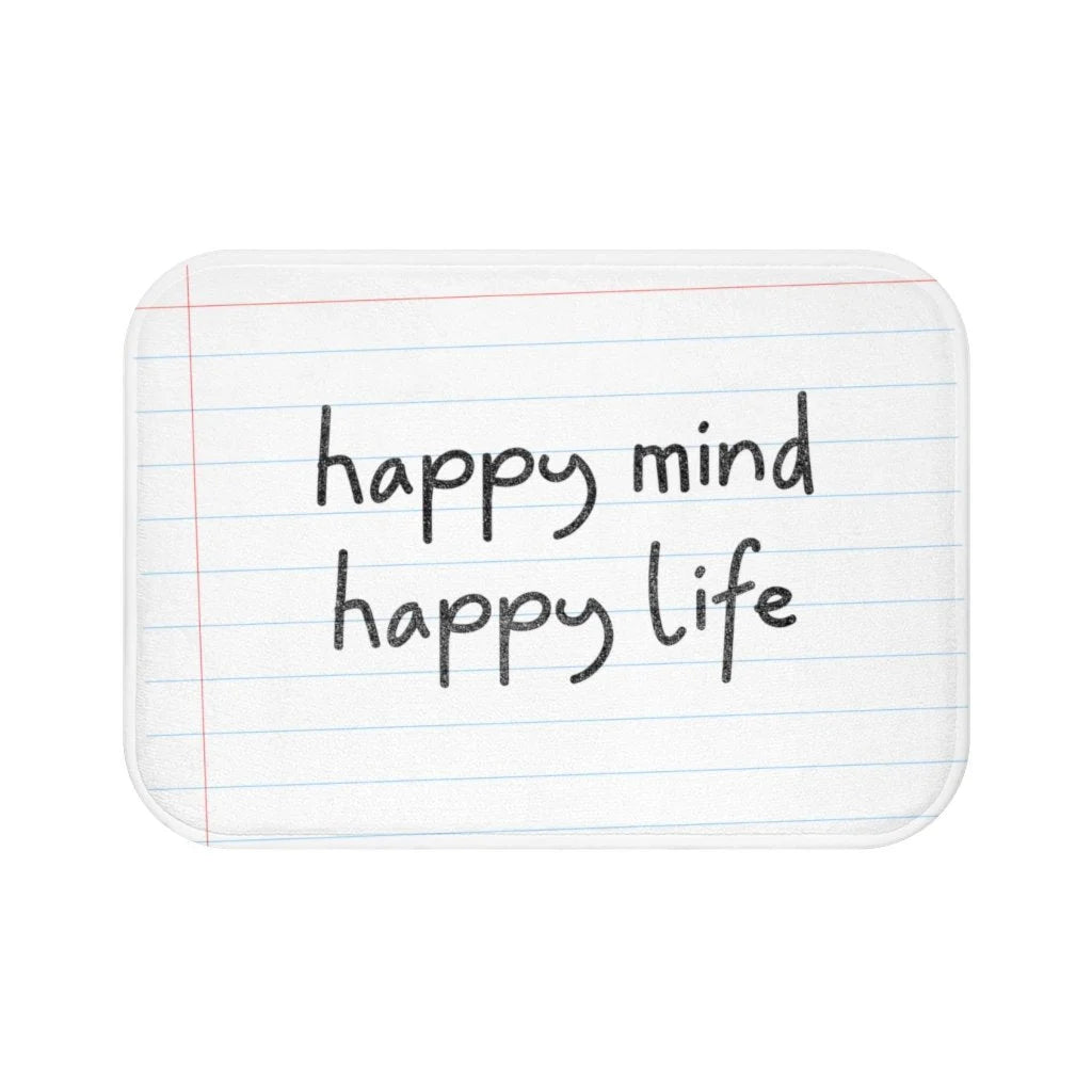Happy Mind, Happy Life Pencil Font Bath Mat LUNESCAPE