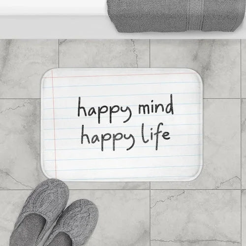 Happy Mind, Happy Life Pencil Font Bath Mat LUNESCAPE