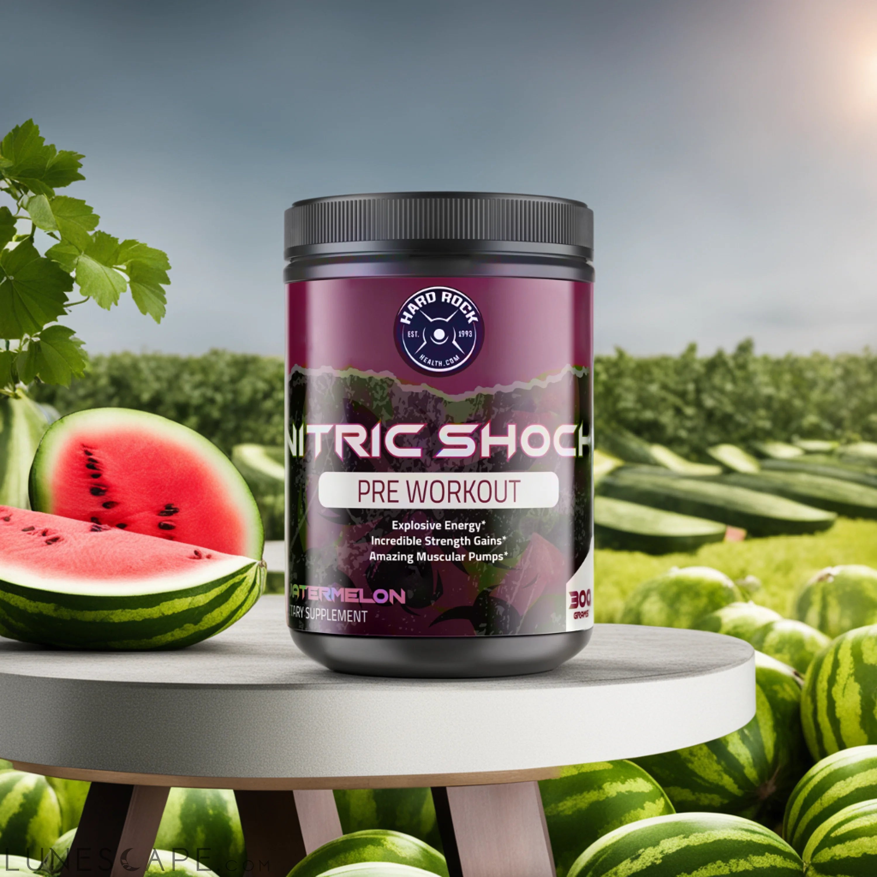 Hard Rock Health® Nitric Shock Pre-Workout Watermelon LUNESCAPE
