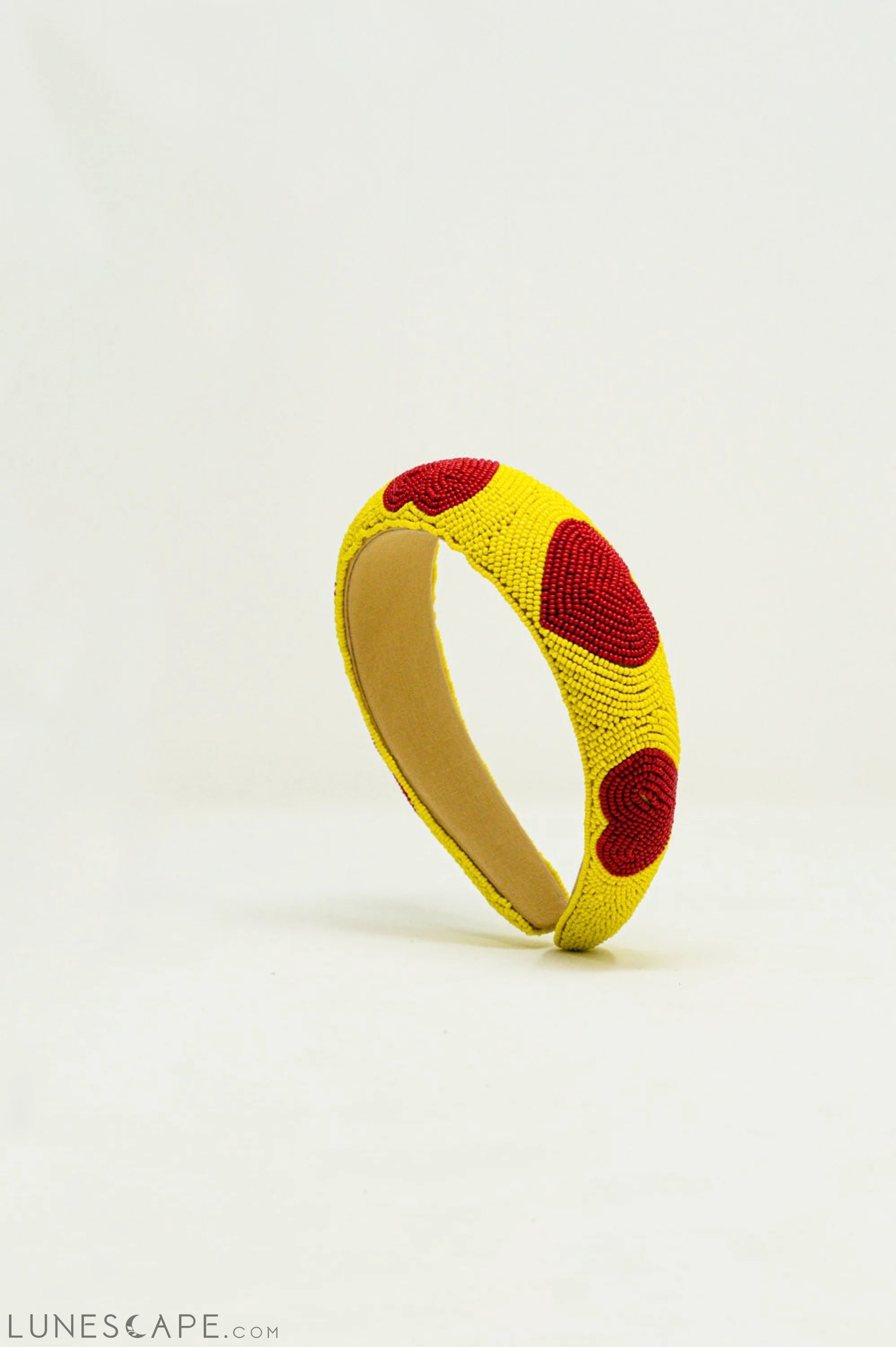 Heart Detail Beads Headband in Yellow LUNESCAPE
