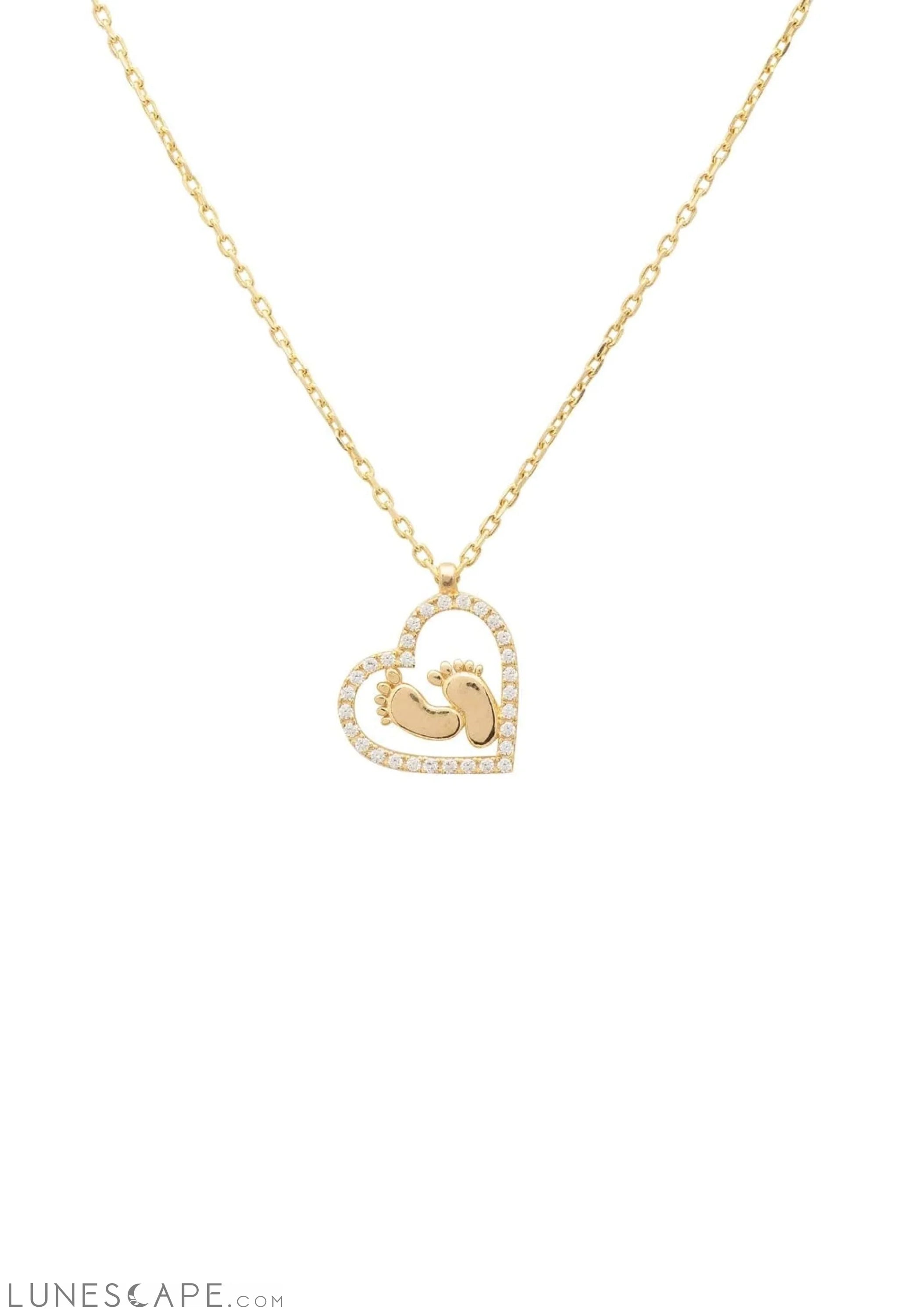 Heart Mum Pendant Necklace Gold LUNESCAPE