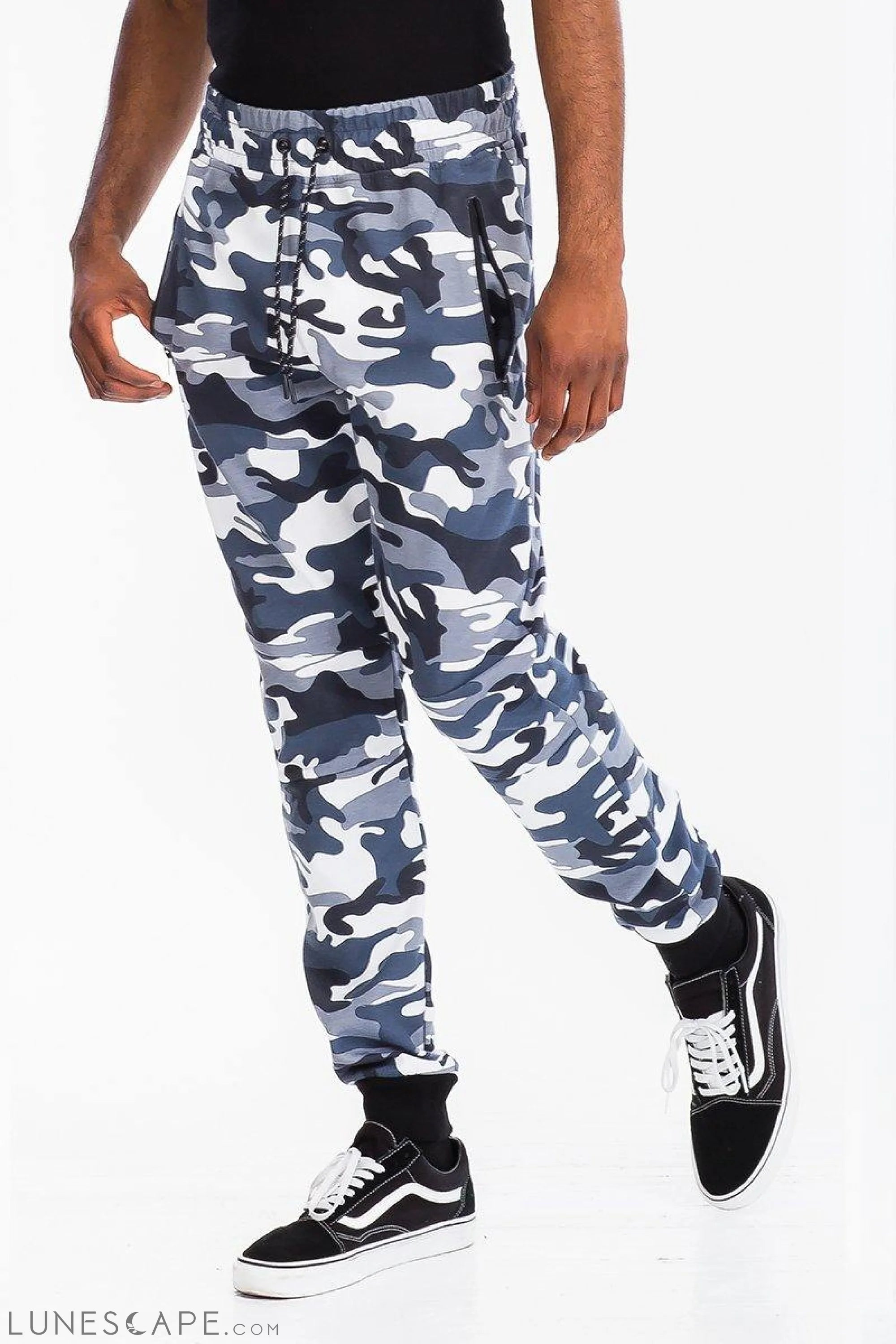 HEATHERED COTTON SWEATS - BLUE CAMO LUNESCAPE