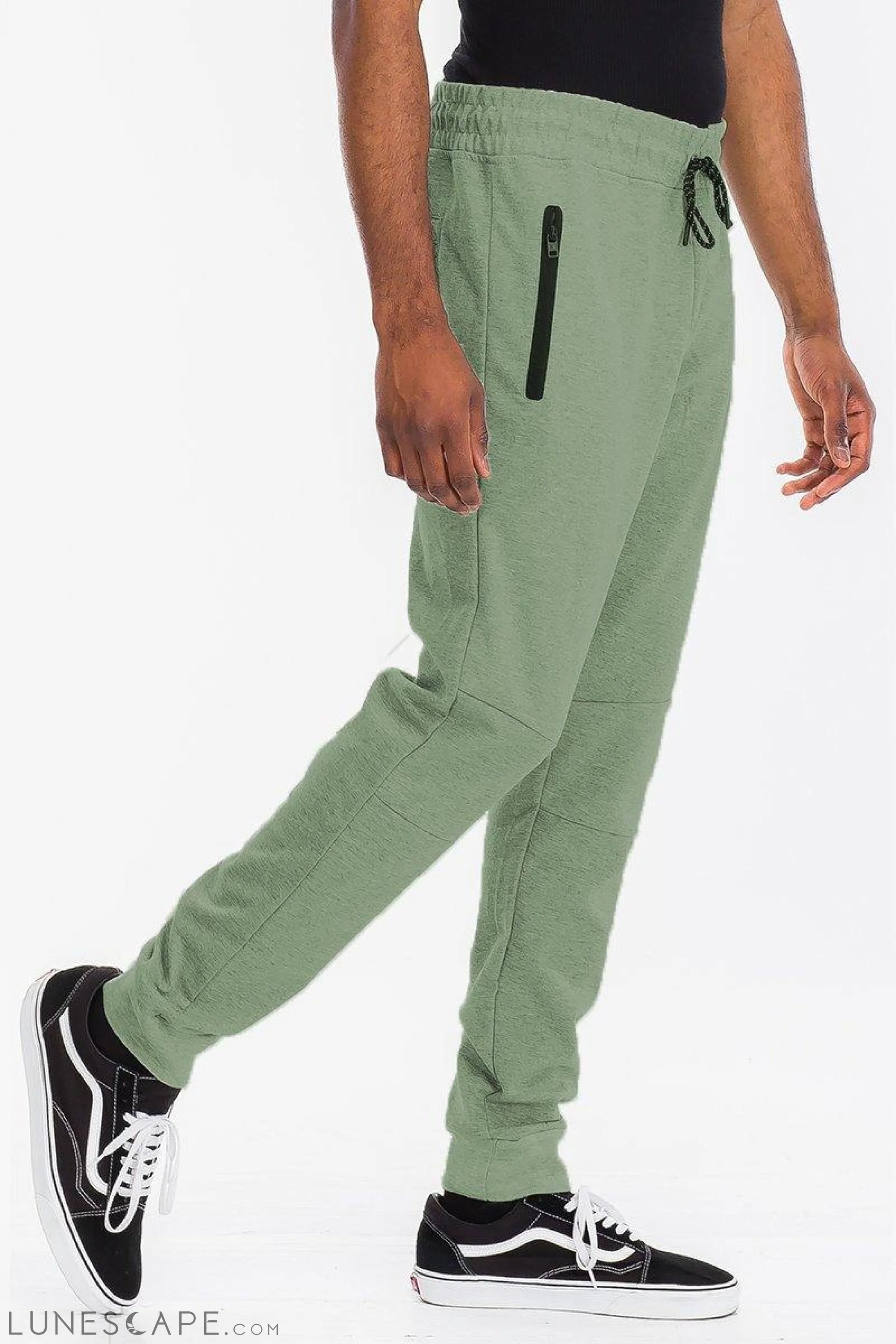 HEATHERED COTTON SWEATS - Green LUNESCAPE