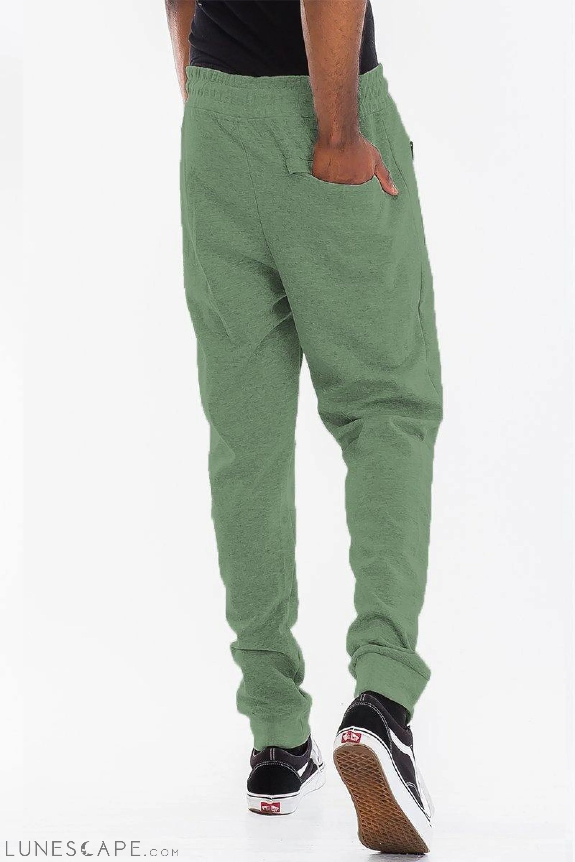 HEATHERED COTTON SWEATS - Green LUNESCAPE