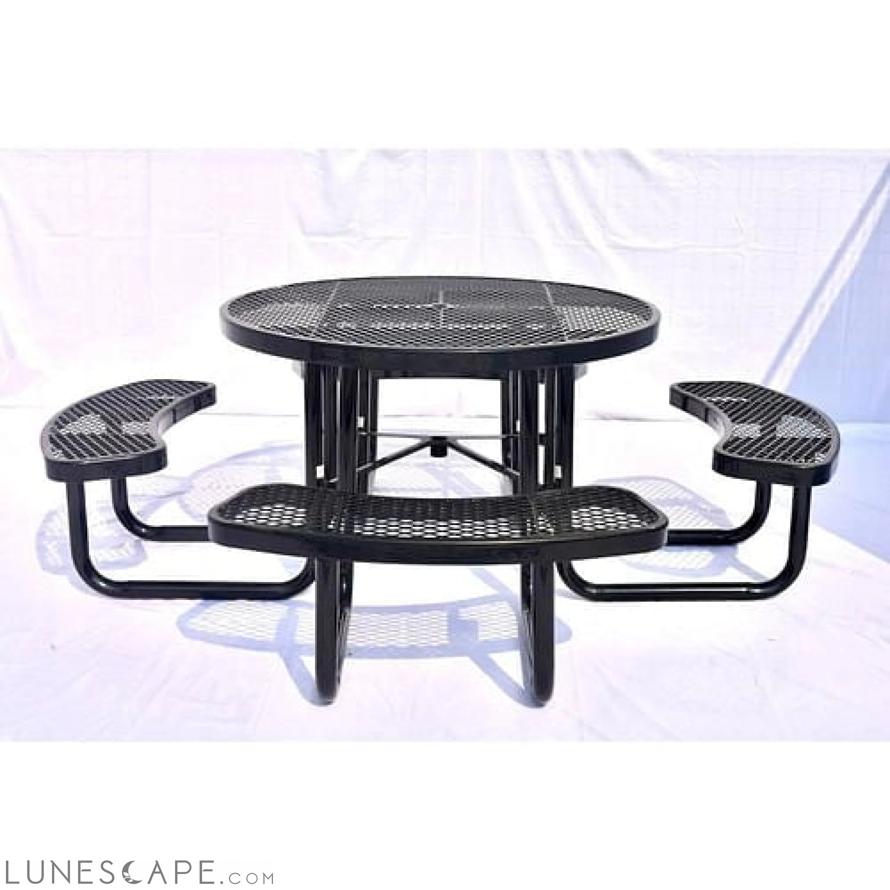 Heavy Duty Steel Metal Round Picnic Table w/ 4 Benches Outdoor Patio LUNESCAPE