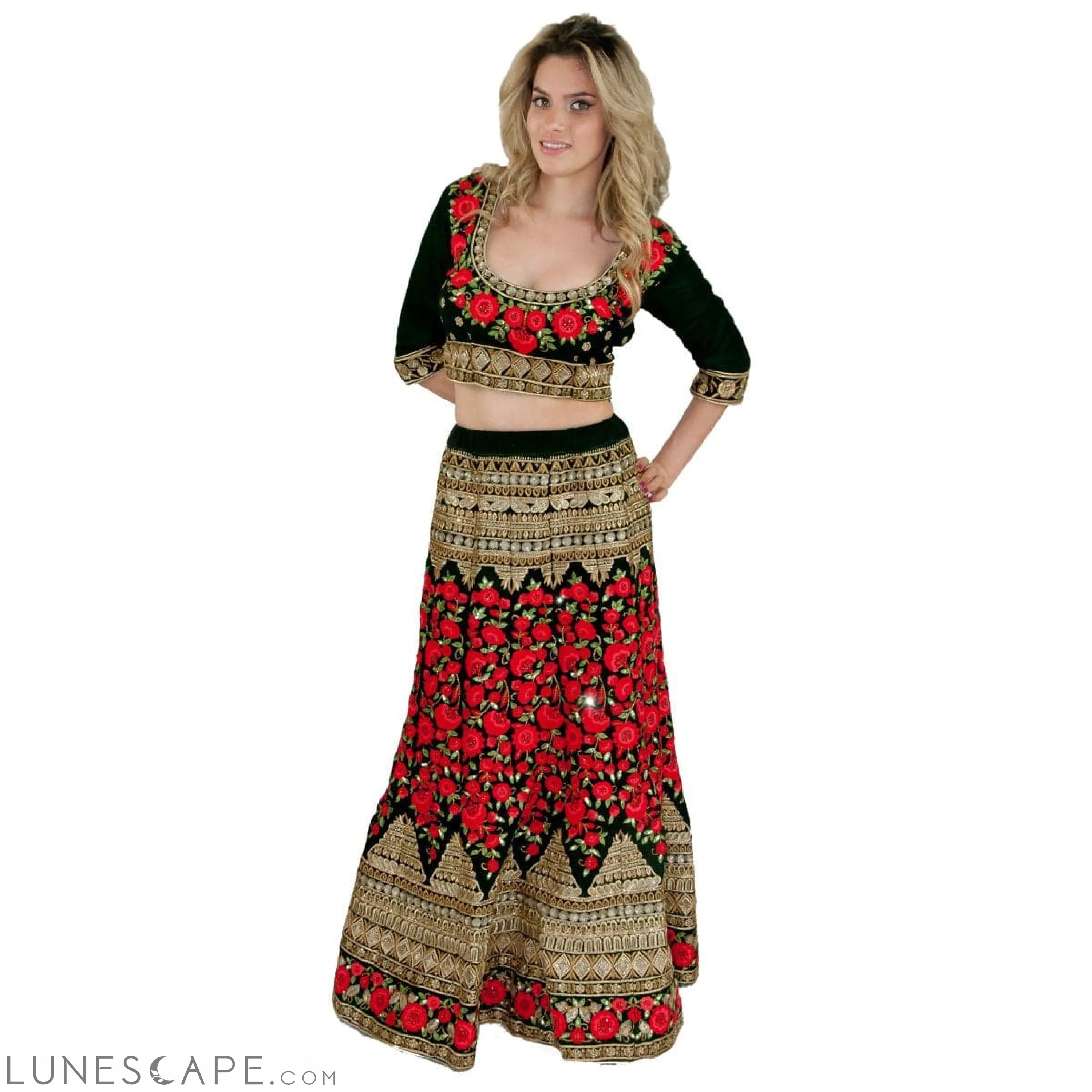 Heavy Embroidered Velvet Lehenga LUNESCAPE