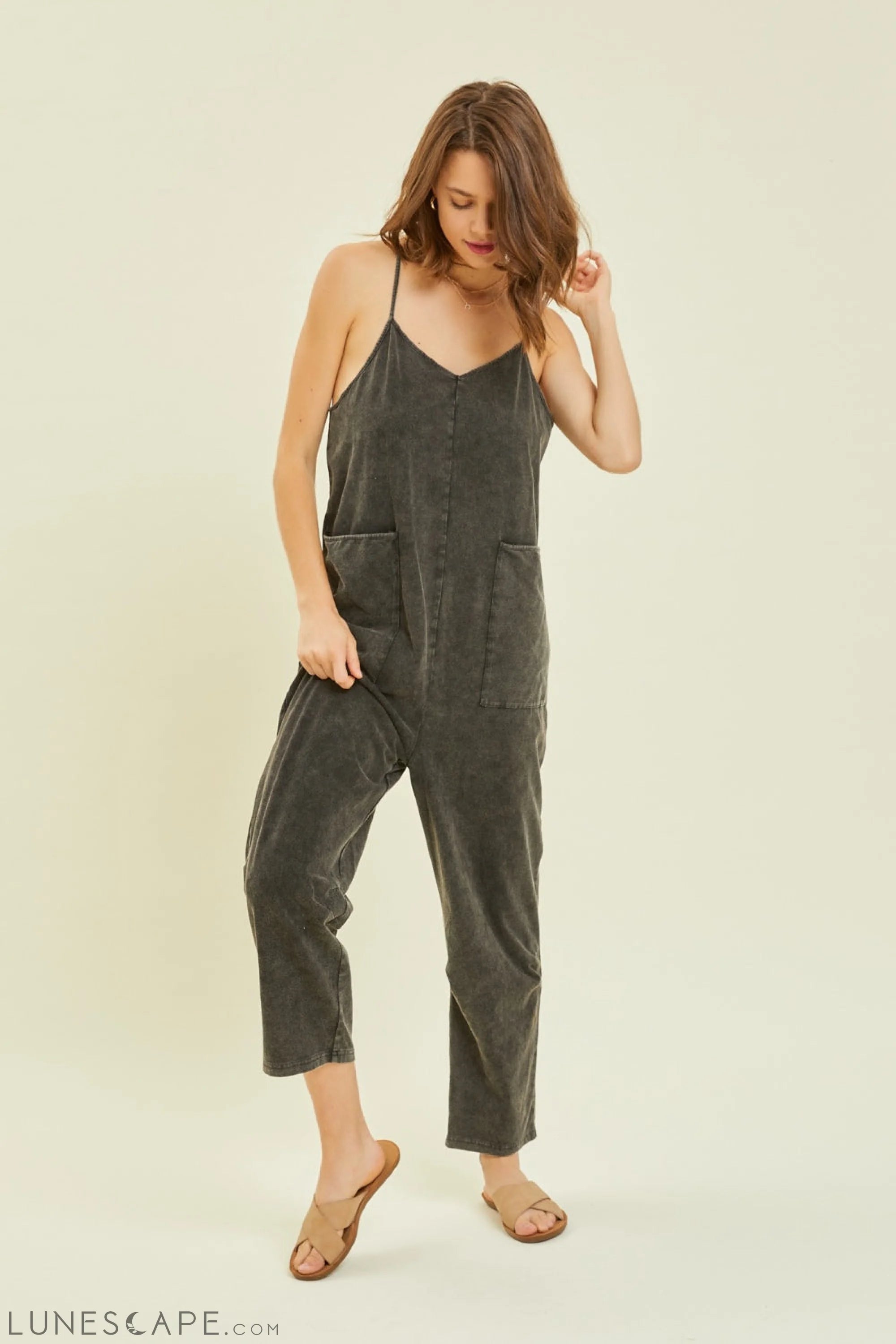 HEYSON Full Size Mineral-Washed Oversized Jumpsuit with Pockets LUNESCAPE