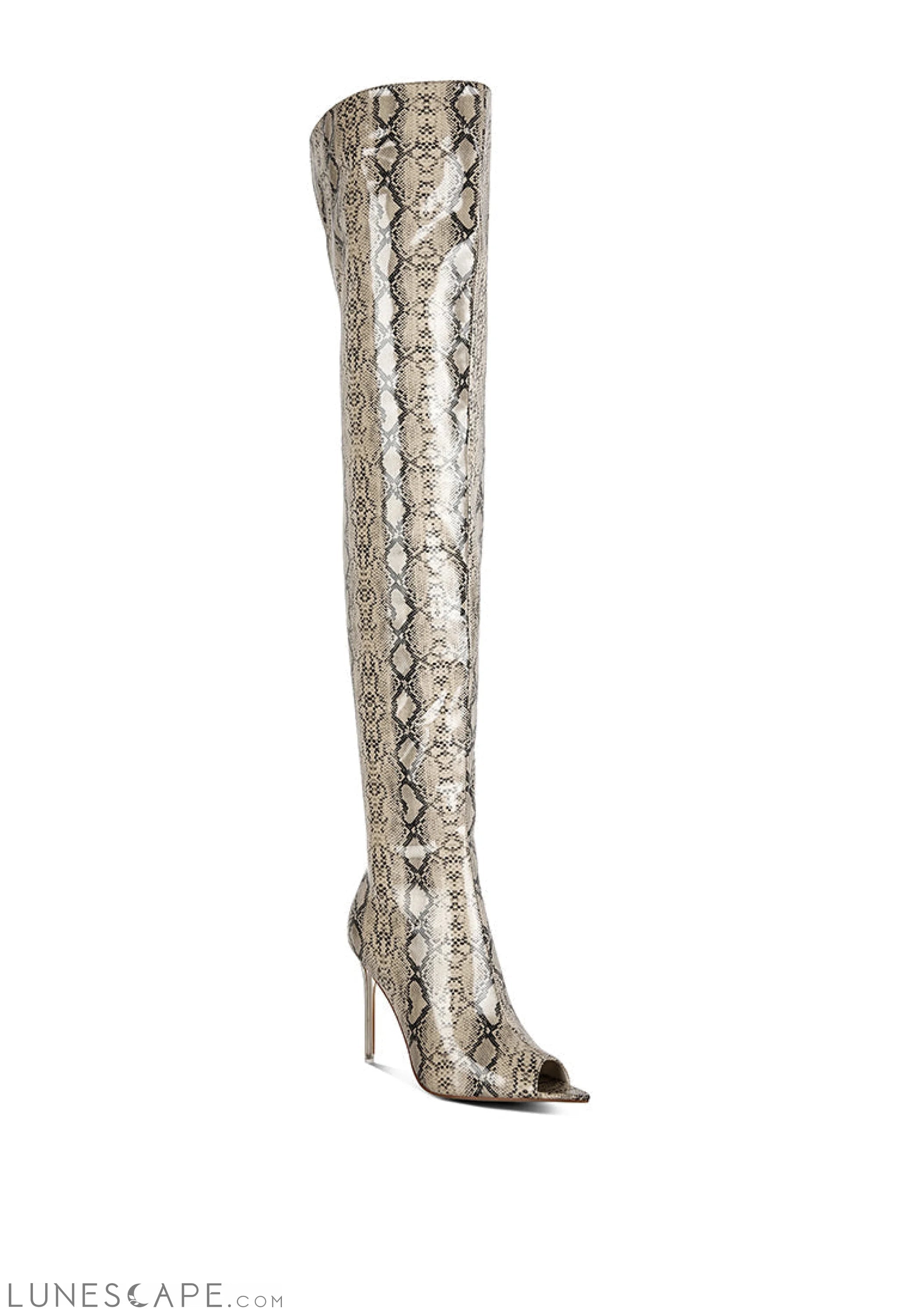 High Drama Snake Print Stiletto Long Boots LUNESCAPE