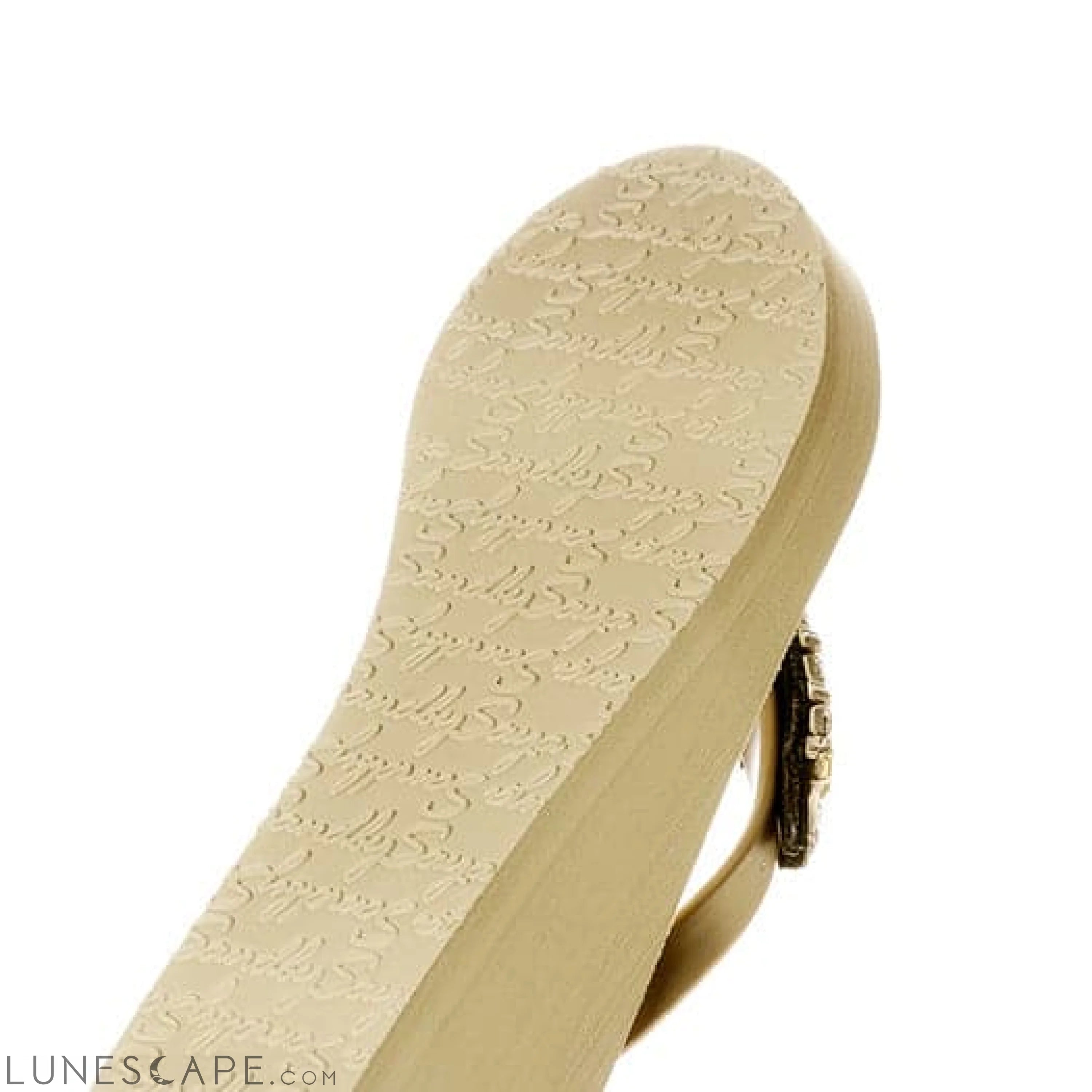 High Line -  Pearl & Gold Bow Embroidery Mid Wedge Flip Flops Sandals LUNESCAPE